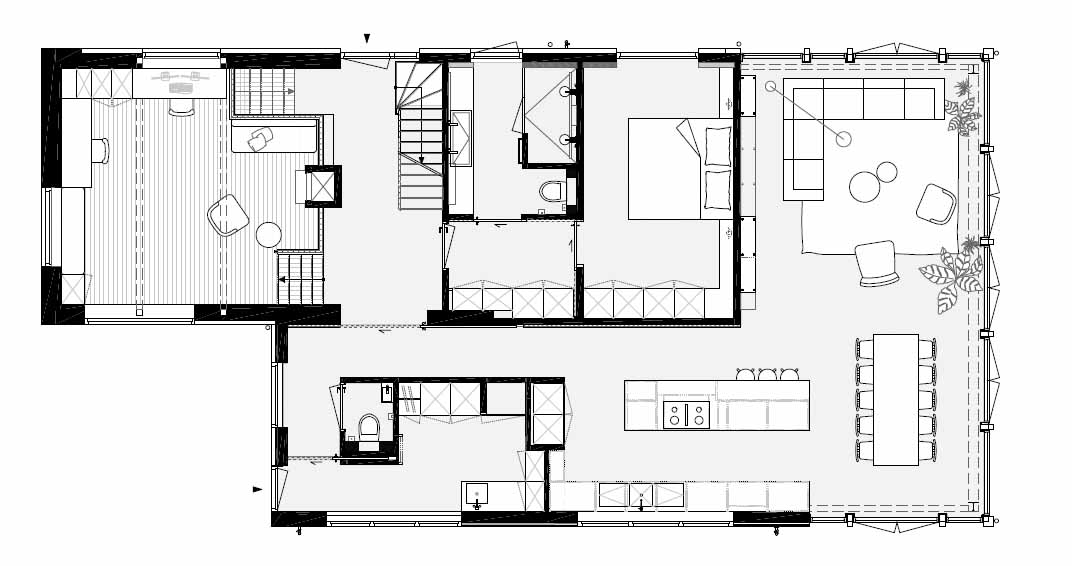 The floor plan of a renovated home.