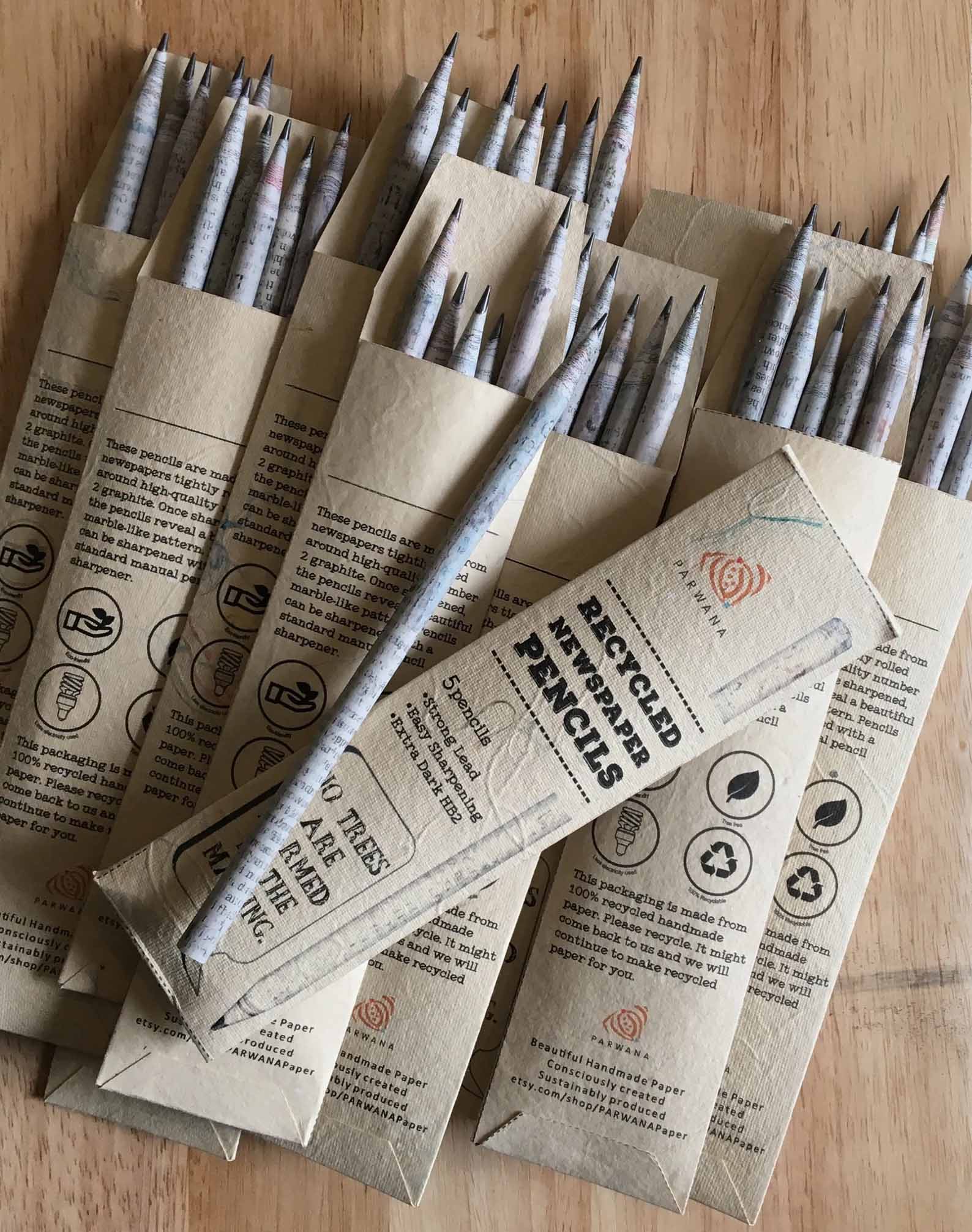 Modern Gift Idea - recycled newspaper pencils.