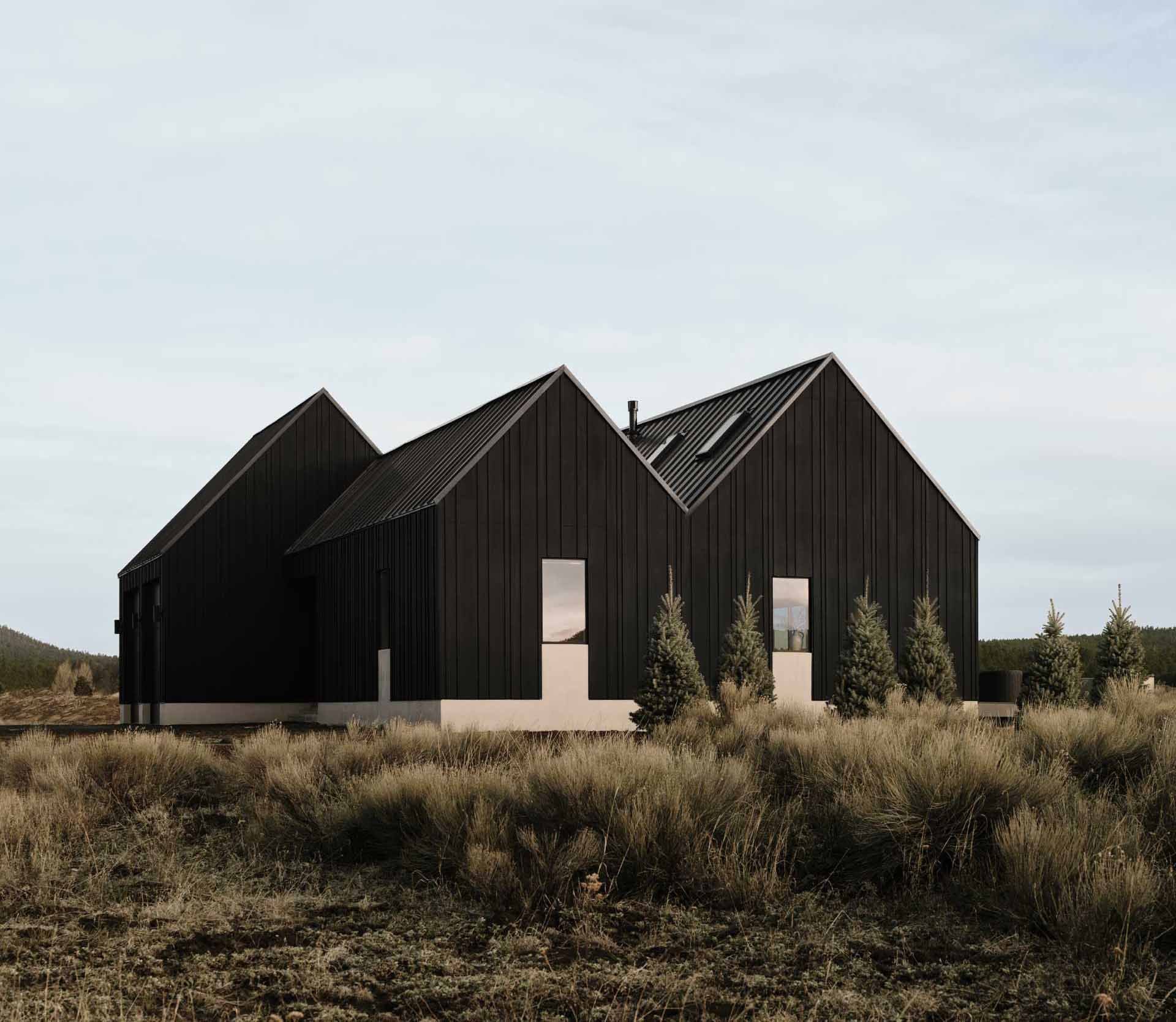 The surrounding landscape is reflected in the decision to choose a black exterior for the home, while the interiors were inspired by the Danish concept of Hygge.