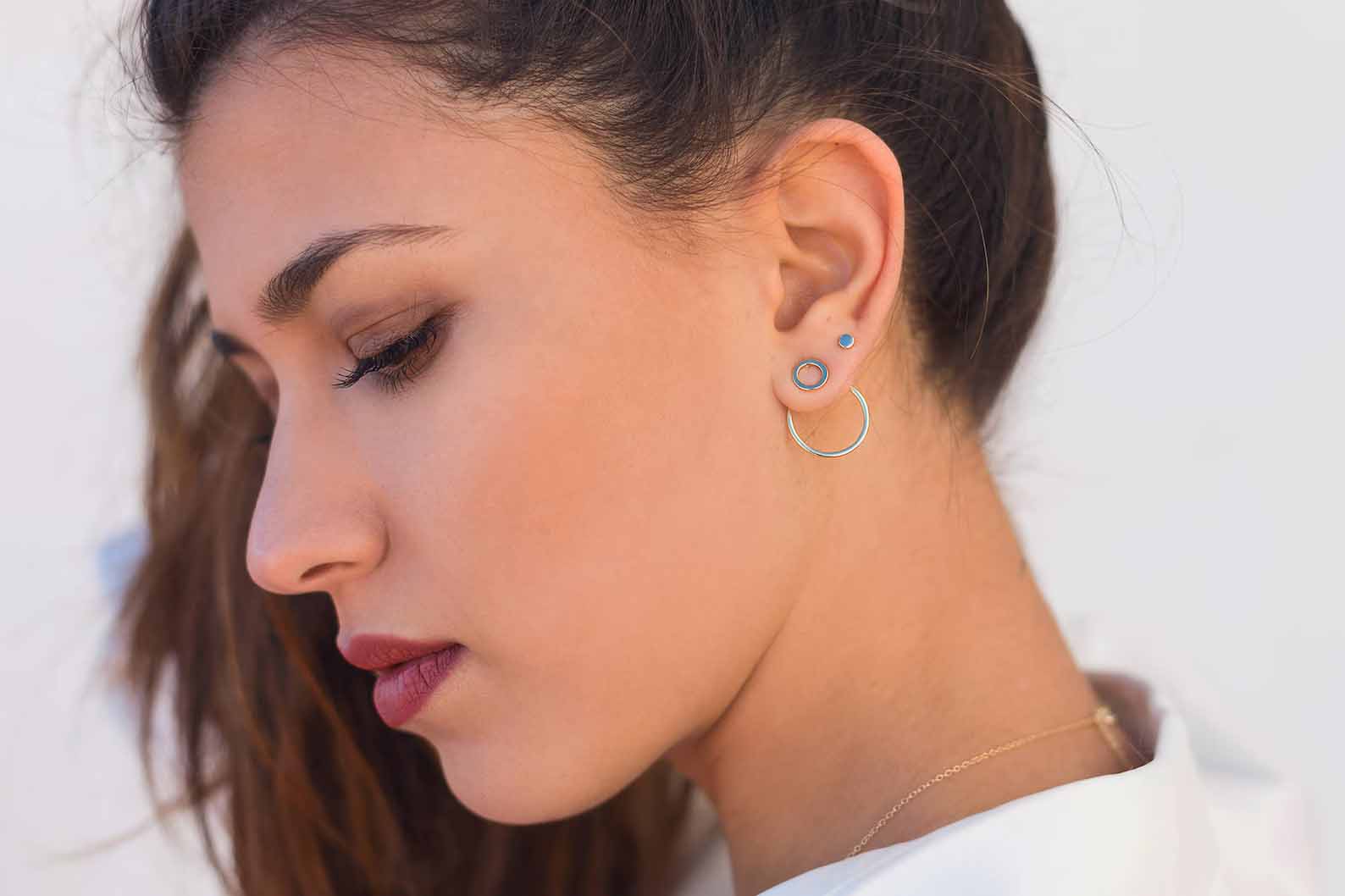 Modern Gift Idea - Double circle ear jacket earrings