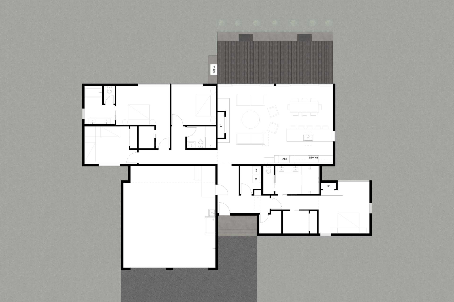 The site plan and layout for a modern house.