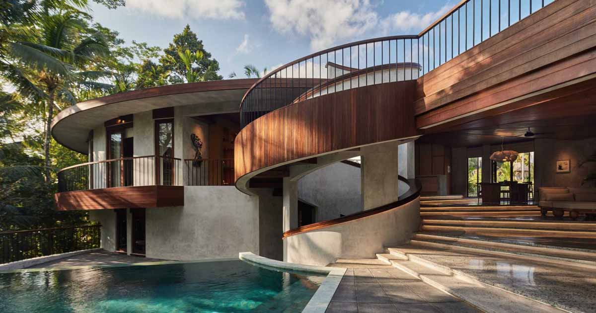 Two Spiral Staircases Help Create This Unique Home Design