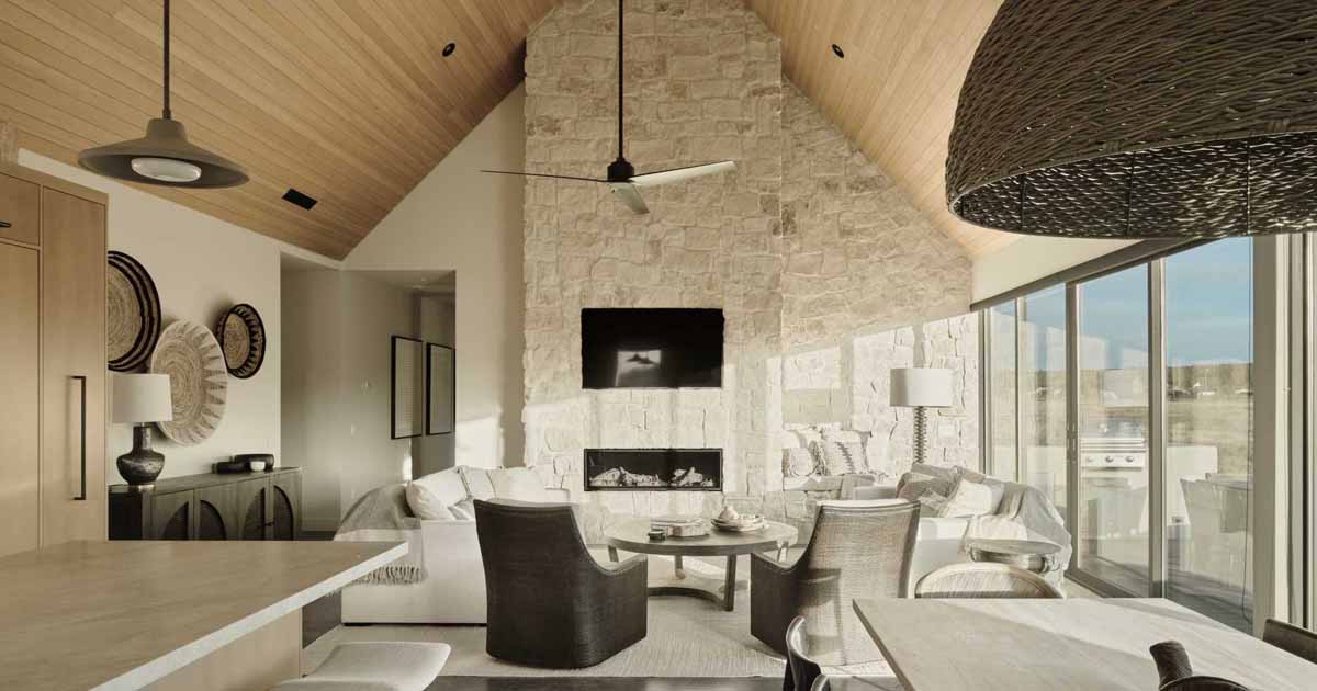 Wood Lines The Length Of The Gable Vaulted Ceiling In This Home