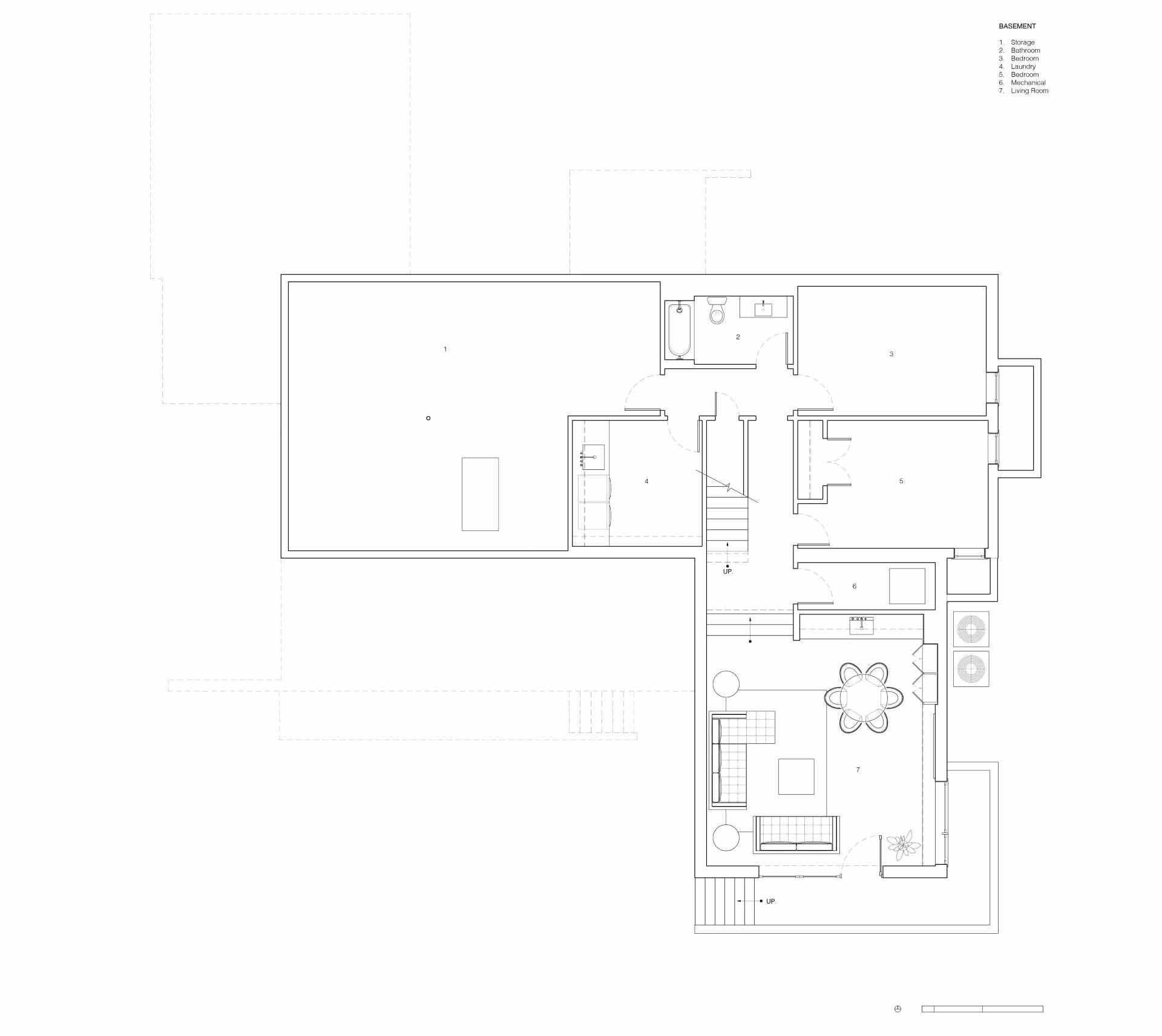 The floor plan of a renovation mid-century modern home.