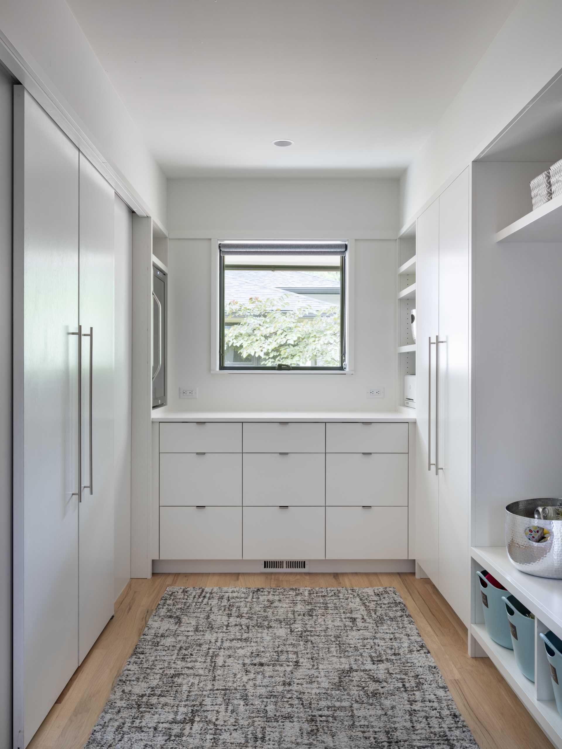 A small addition was created to house a combination pantry and mudroom.