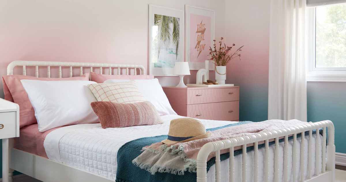 Ombré Wallpaper Was A Creative Design Choice For This Bedroom