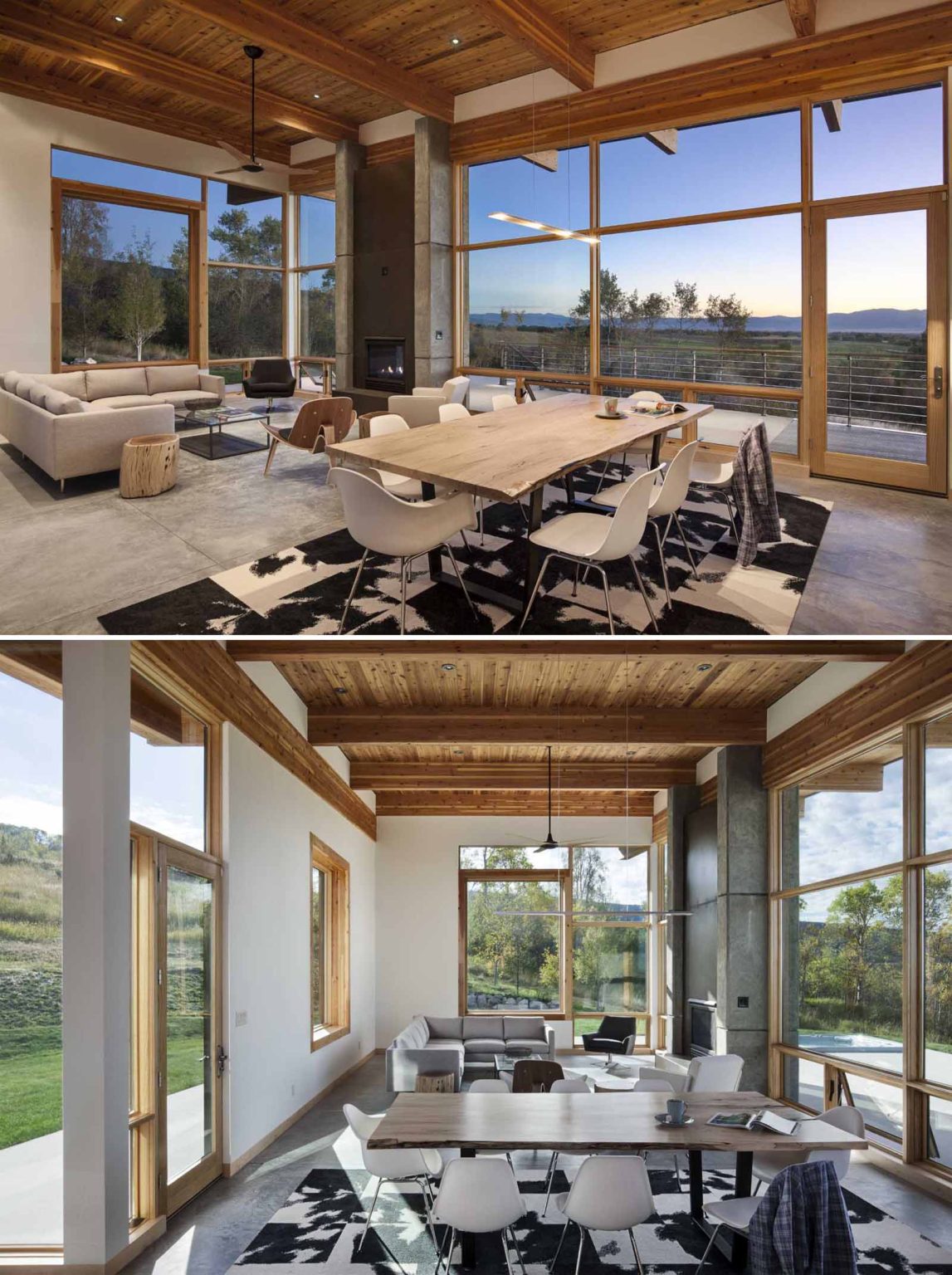 Exterior Lighting Shows Off The Post And Beam Structure Of This Home