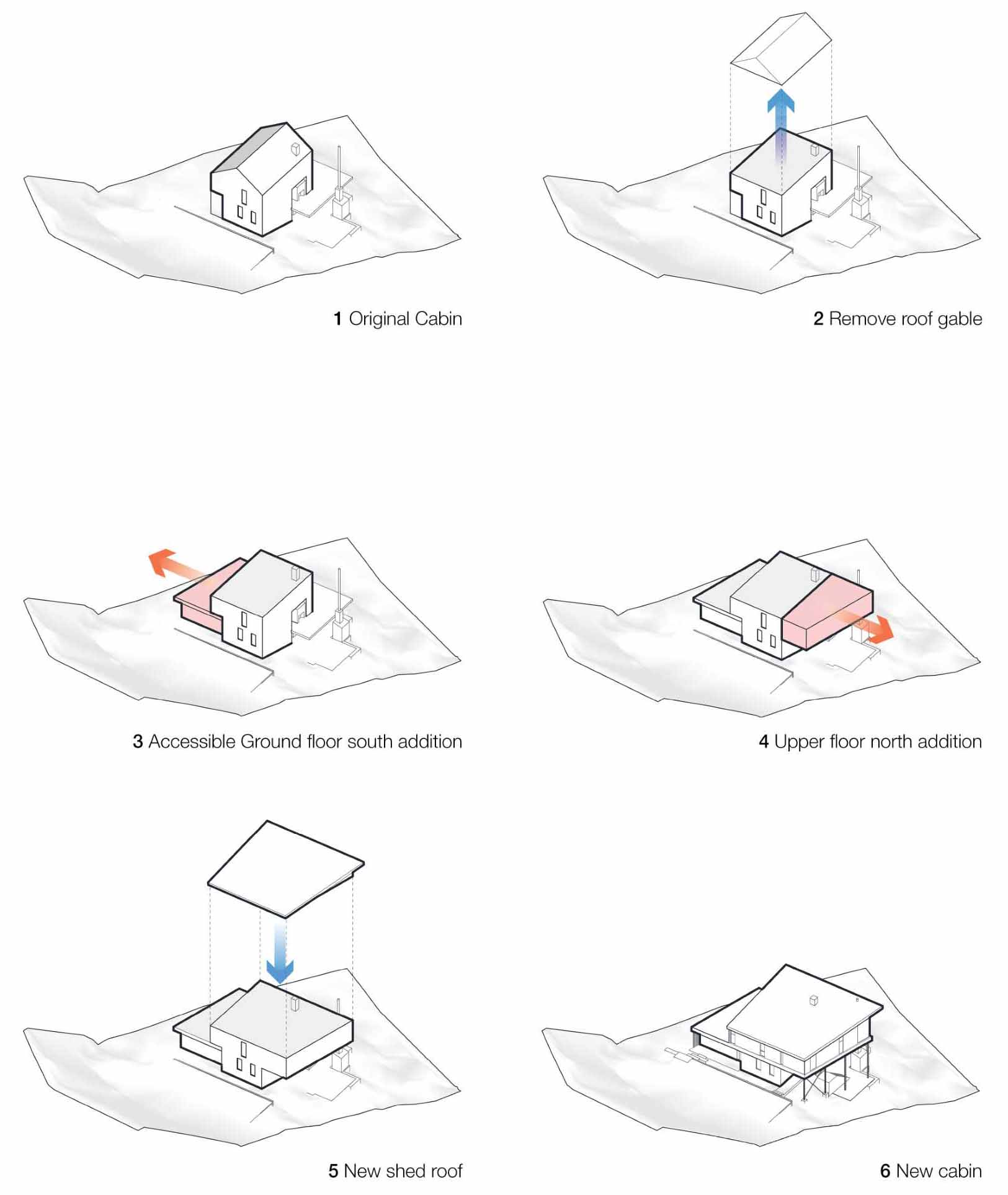 The architectural diagrams of a renovated beach house.