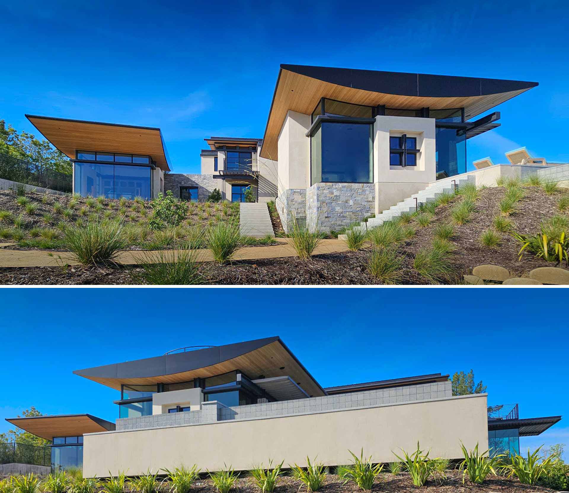 The stone and heavy timber of this home evoke a sense of stability and permanence, while steel and glass allow the structure to open up to its surroundings.