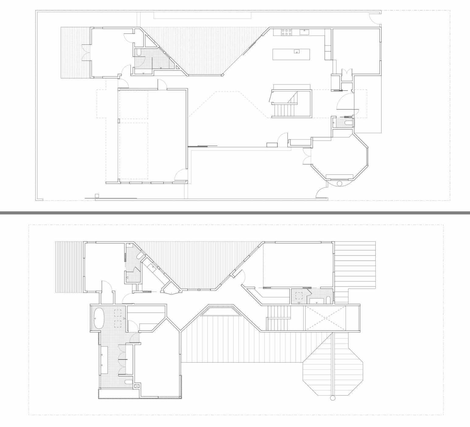 Architectural drawings of a modern house.
