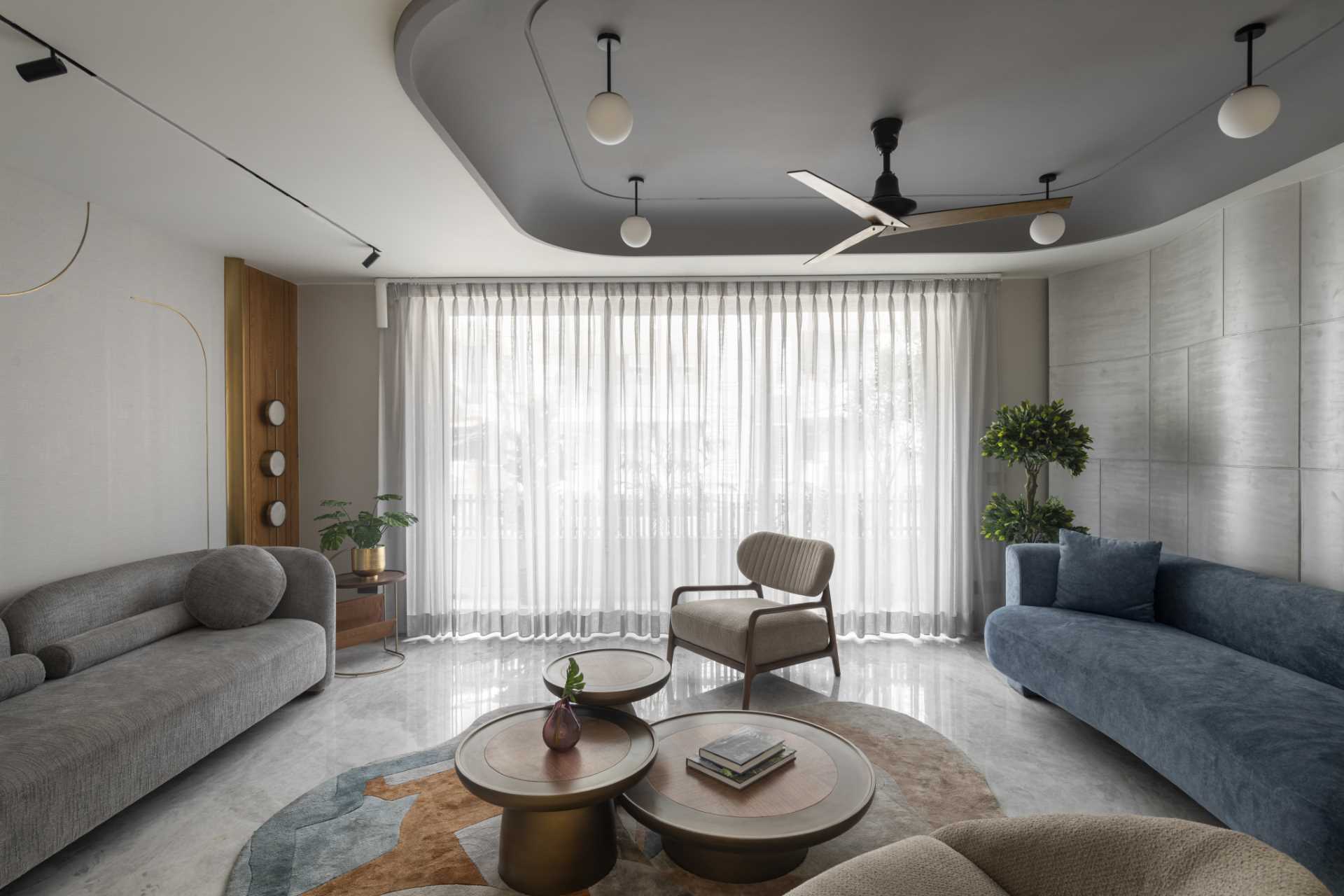 A contemporary formal living room.