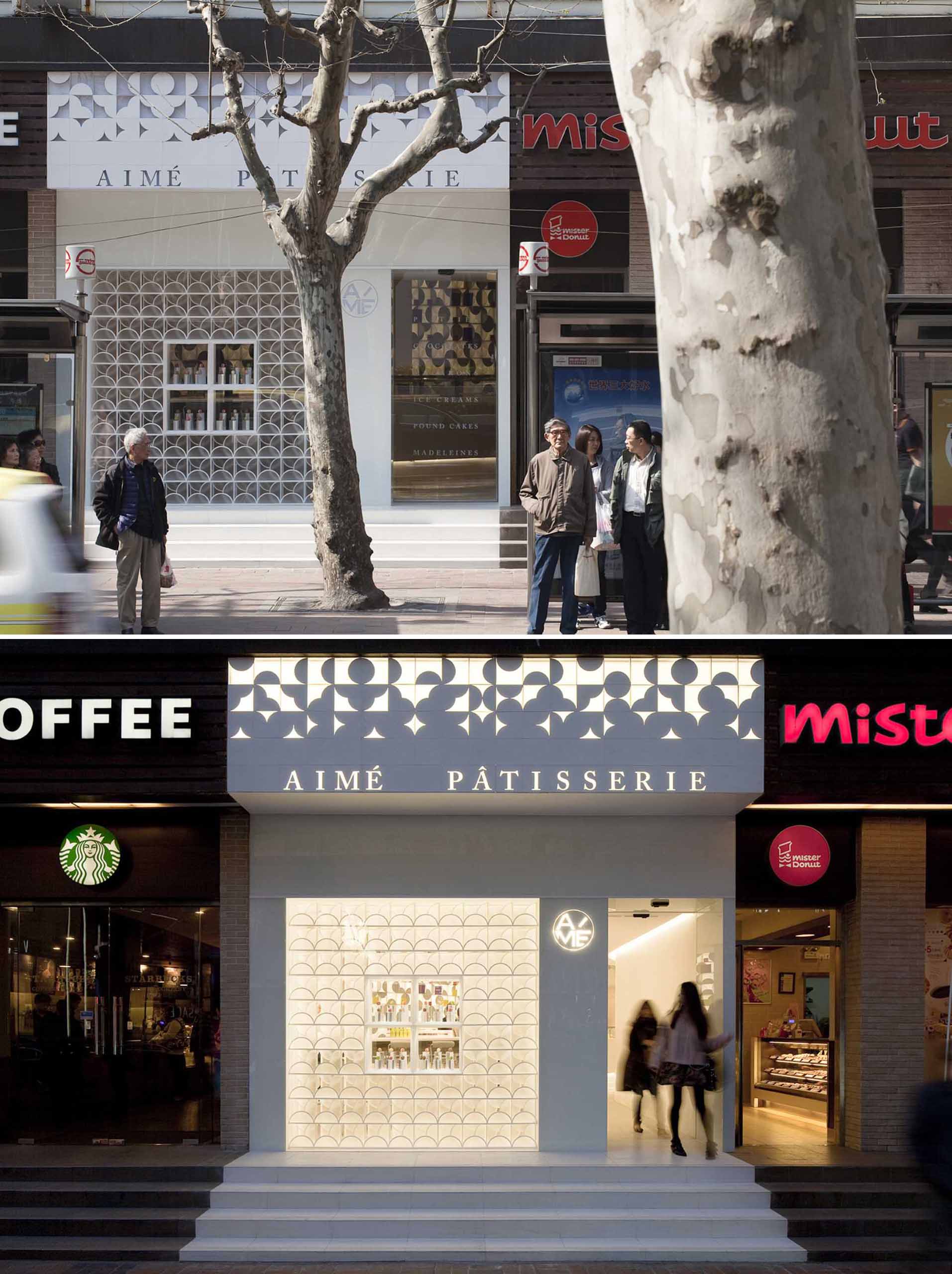 A modern patisserie whose design is inspired by the act of opening one of the gift boxes that holds their colorful macarons.