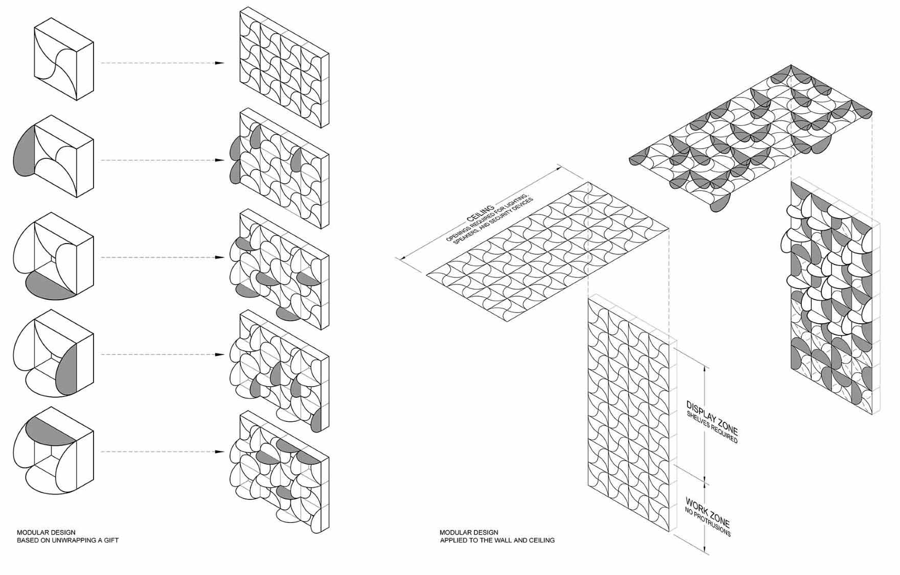 The design drawings for a modern patisserie.