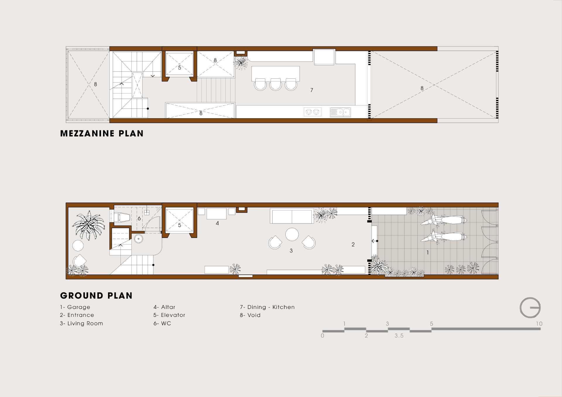 The architectural drawings for a tall and skinny home.