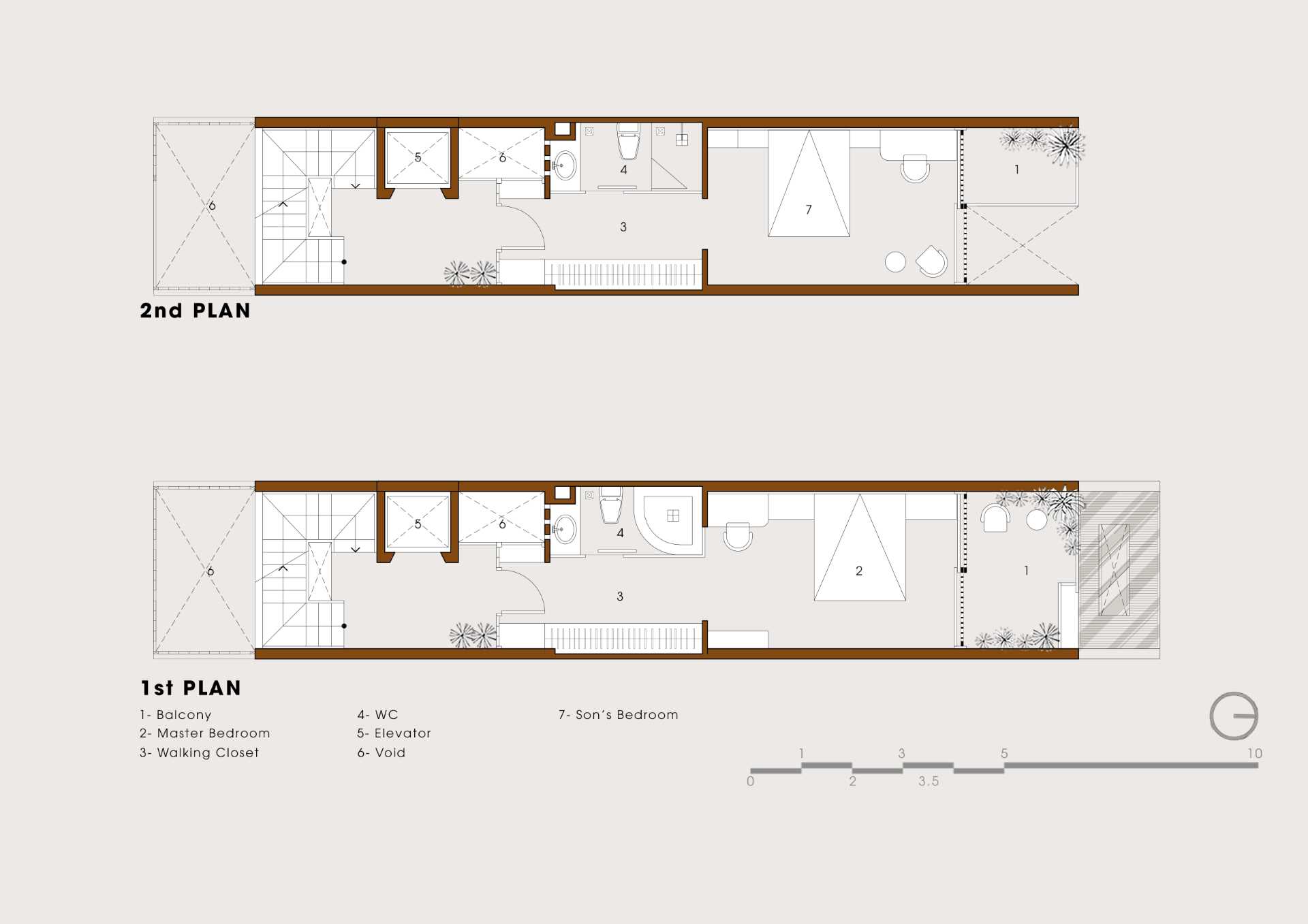 The architectural drawings for a tall and skinny home.