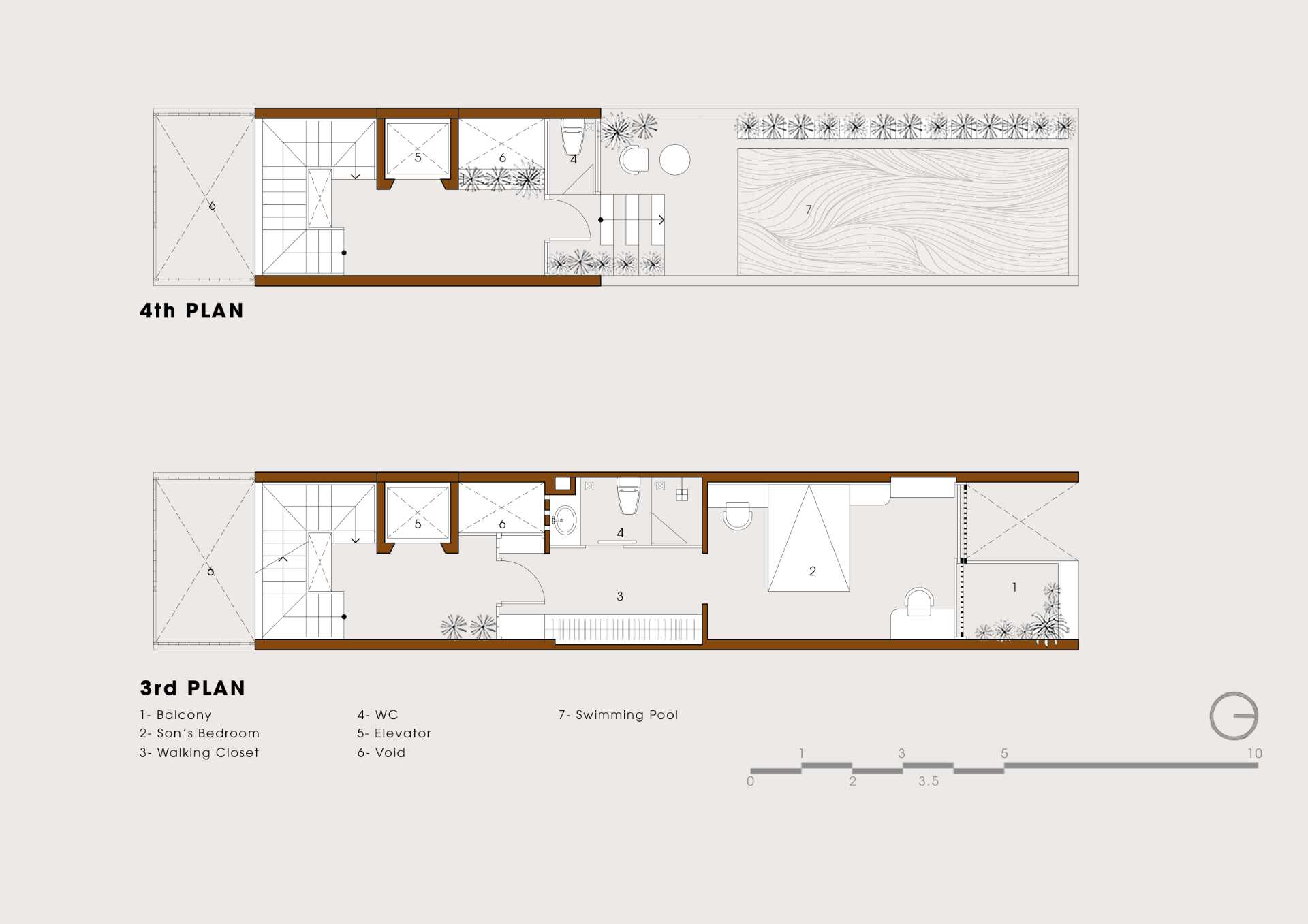 The architectural drawings for a tall and skinny home.