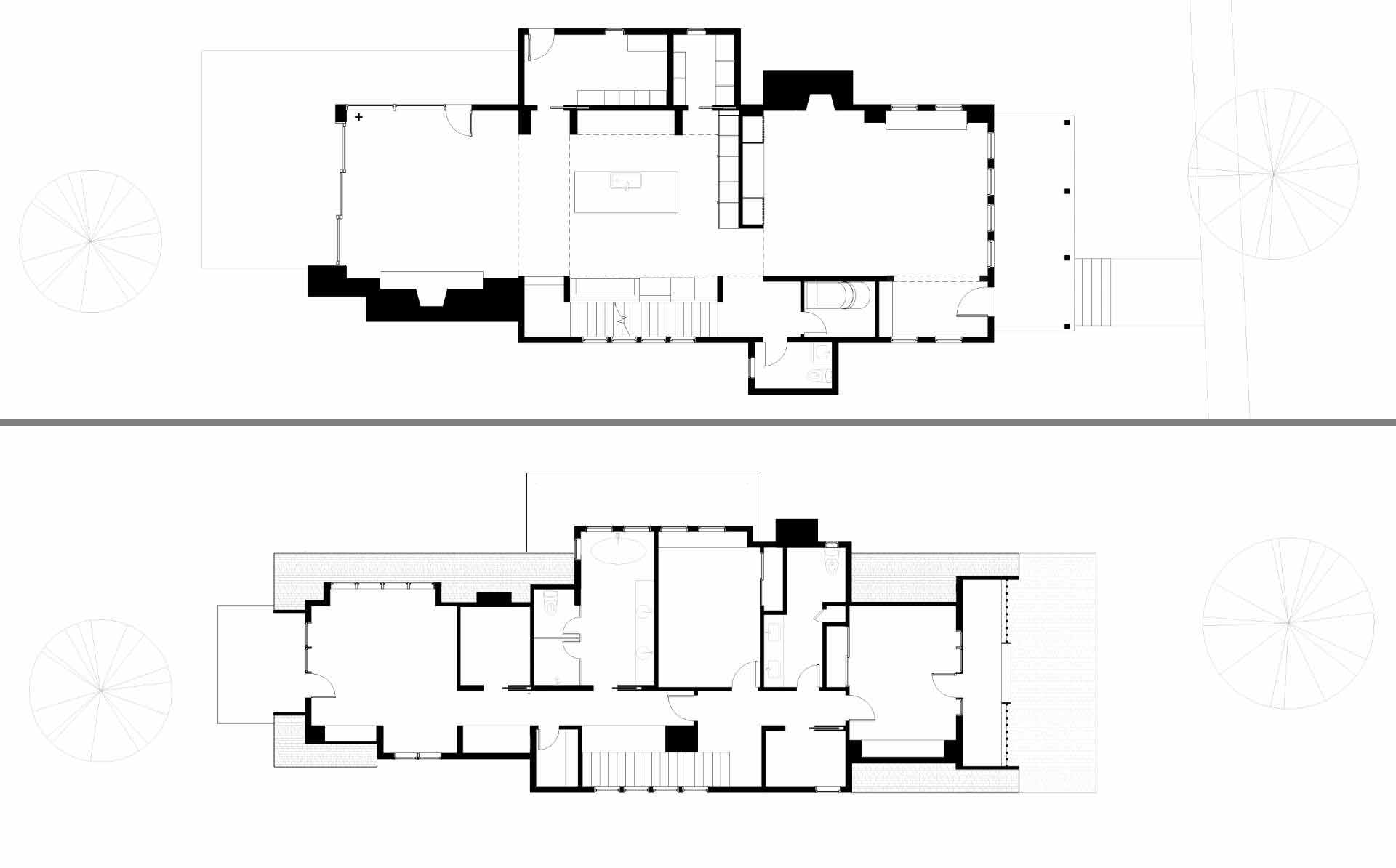 The floor plan of a modern house.