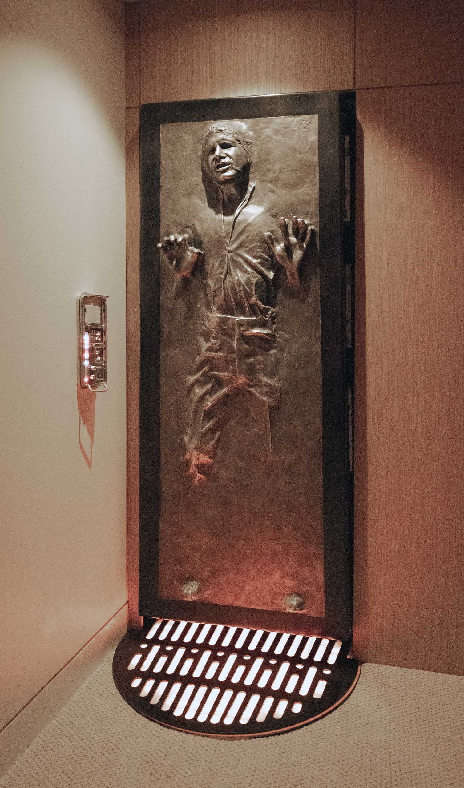 A modern home includes a ‘carbonite Han Solo’ door flush in a wall that ‘beep-boops’, that leads to a surprising Ninja Room.