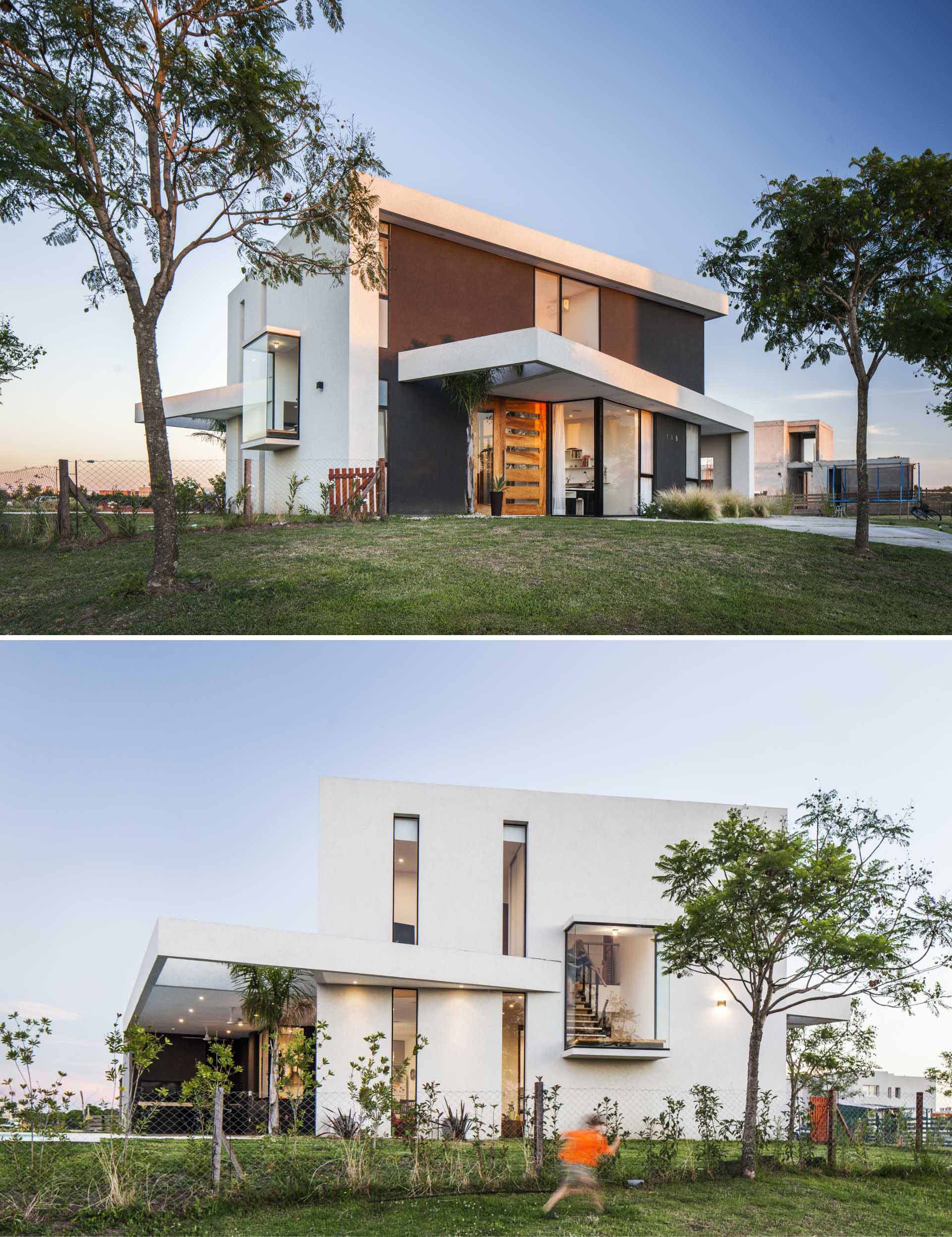 A modern home whose shape is based on the idea of turning boxes.