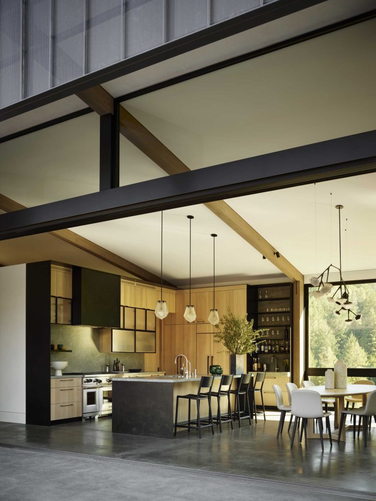The Post And Beam Structure Is On Display Inside This New Home