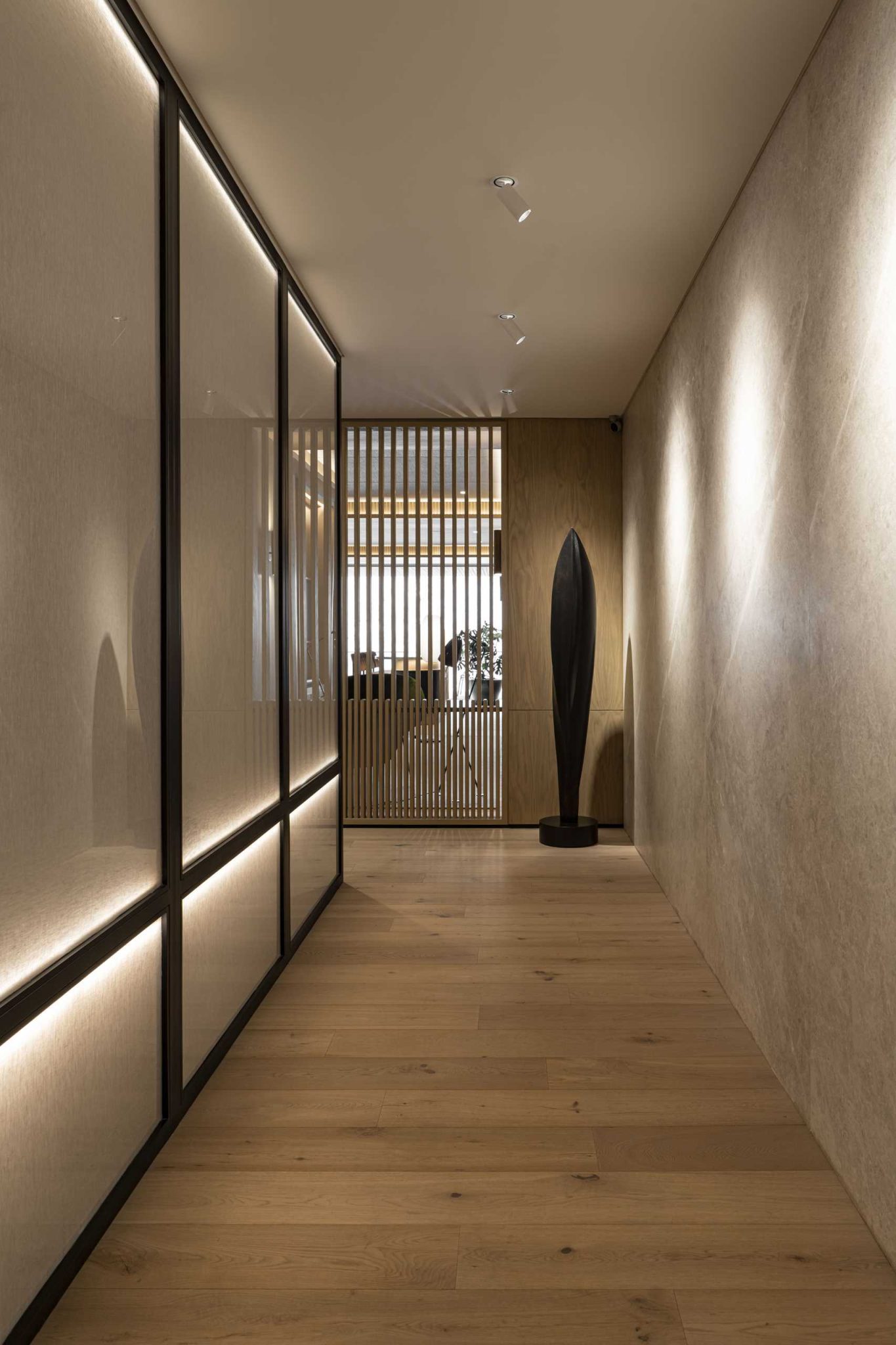 View of Hidden Lighting Creates A Warm Glow Throughout This Apartment Interior