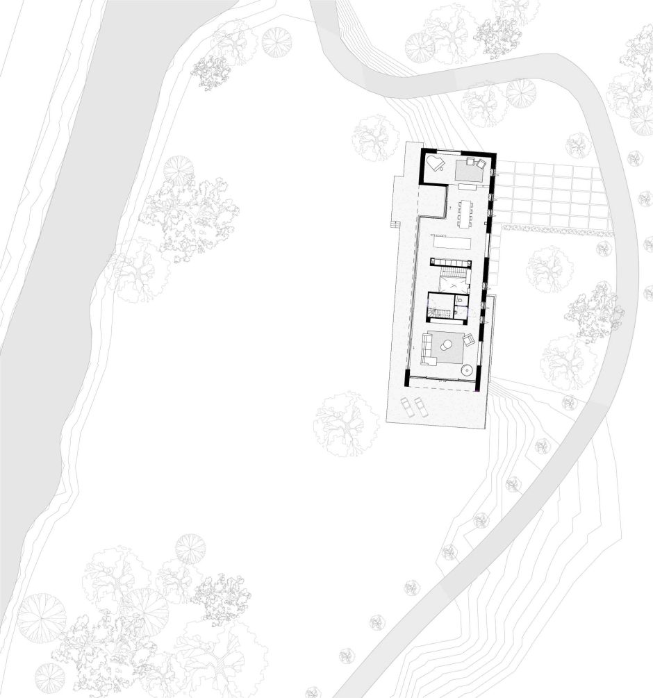 A Contemporary Gable Roof Runs The Length Of This Home