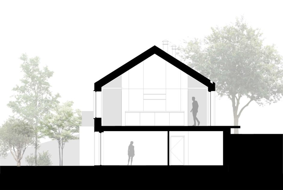 A Contemporary Gable Roof Runs The Length Of This Home