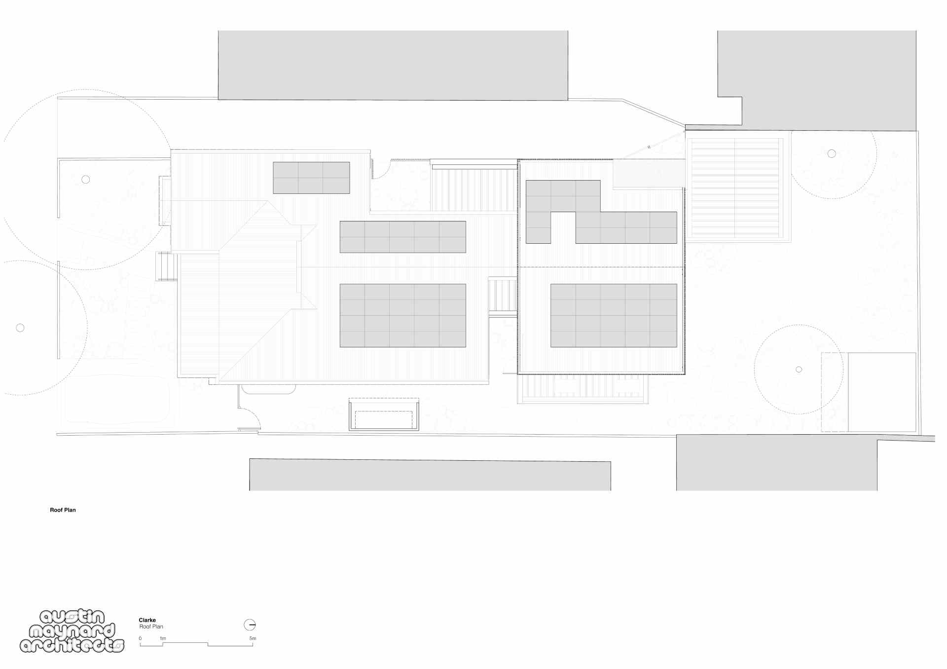 Architectural drawings of a home that received a modern rear addition.