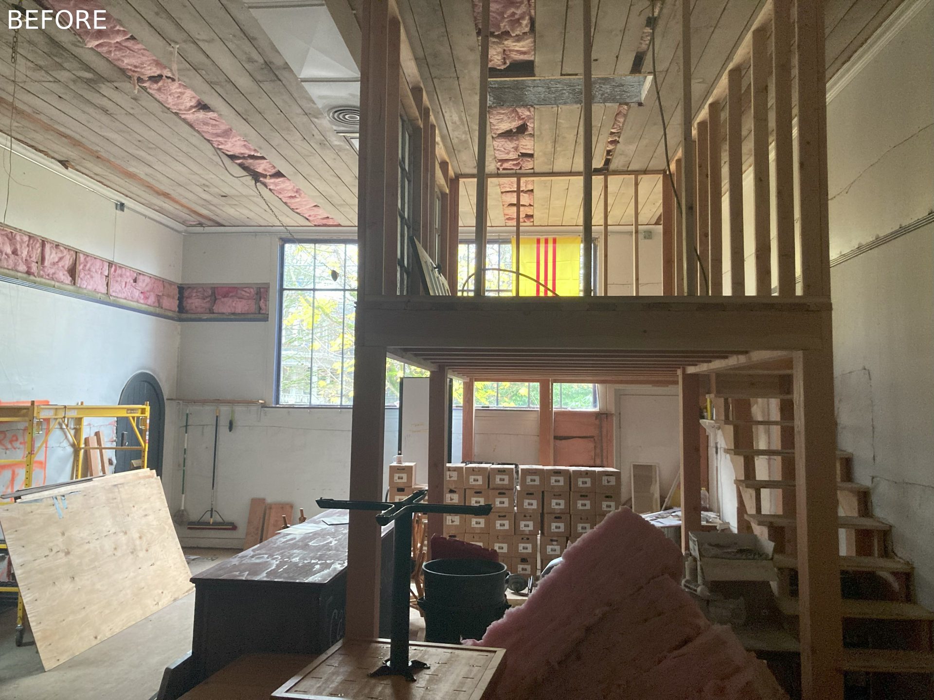 Before photo - a church / art studio transformed into a 2 bedroom home.