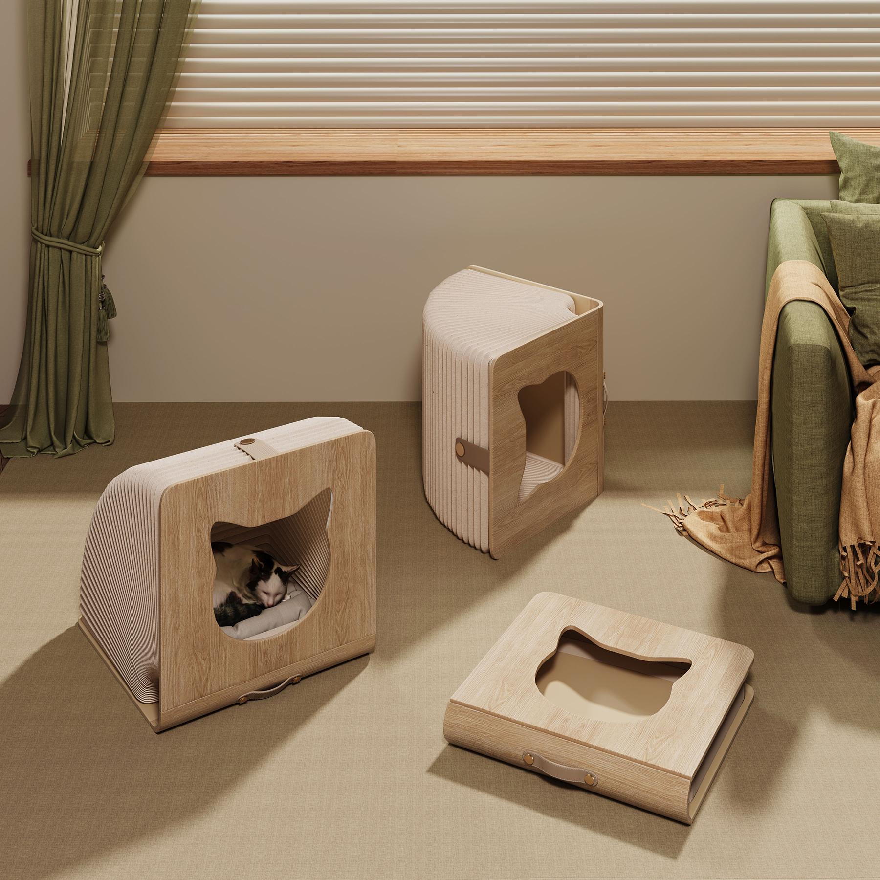 FurBallRetreat creates the perfect resting space for your cat! It not only has a beautiful and lovely book-like appearance but also is an essential tool for you and your cat to explore the outdoor world together.
