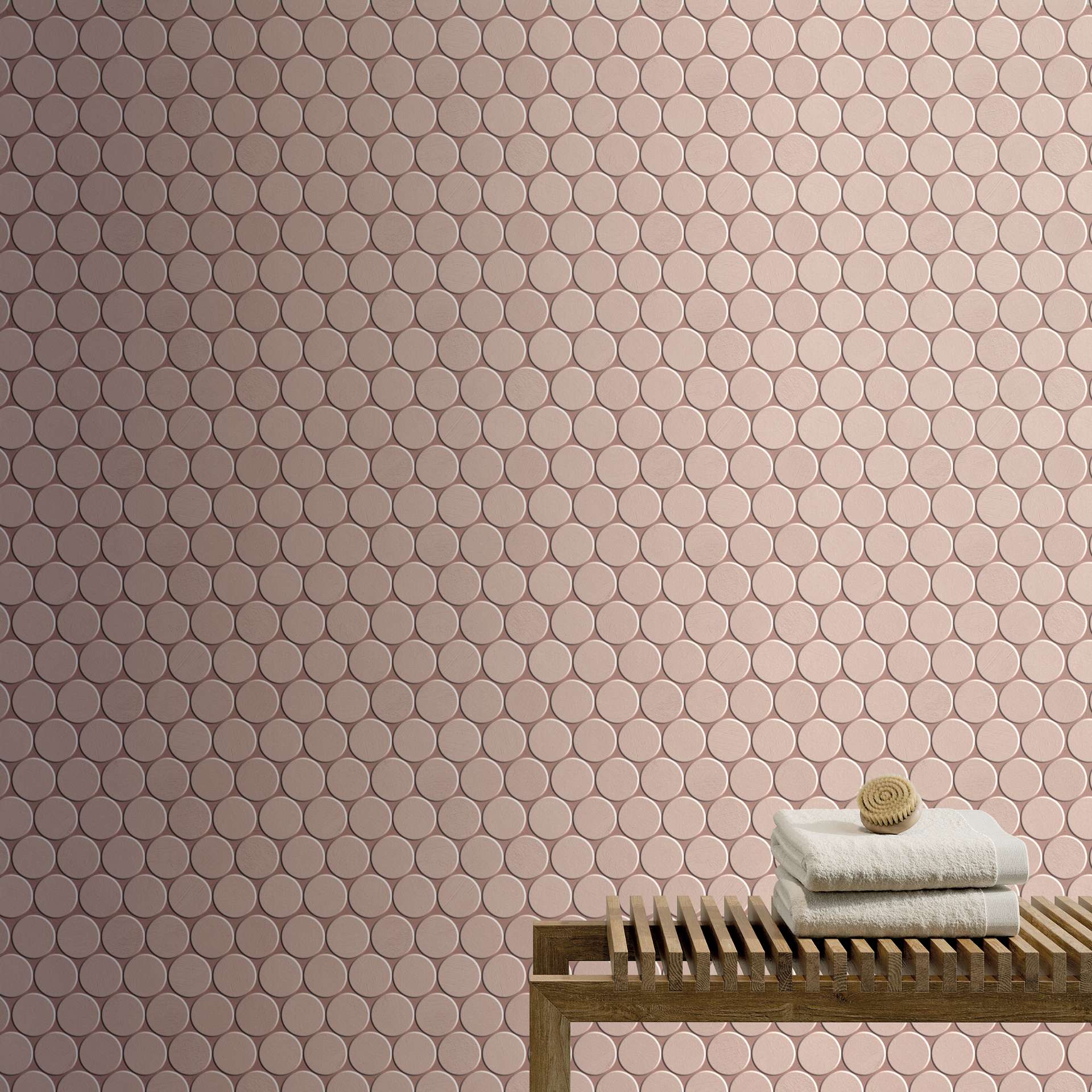 These dusty pink tiles deliver a warm, modern look with a hint of vintage charm.