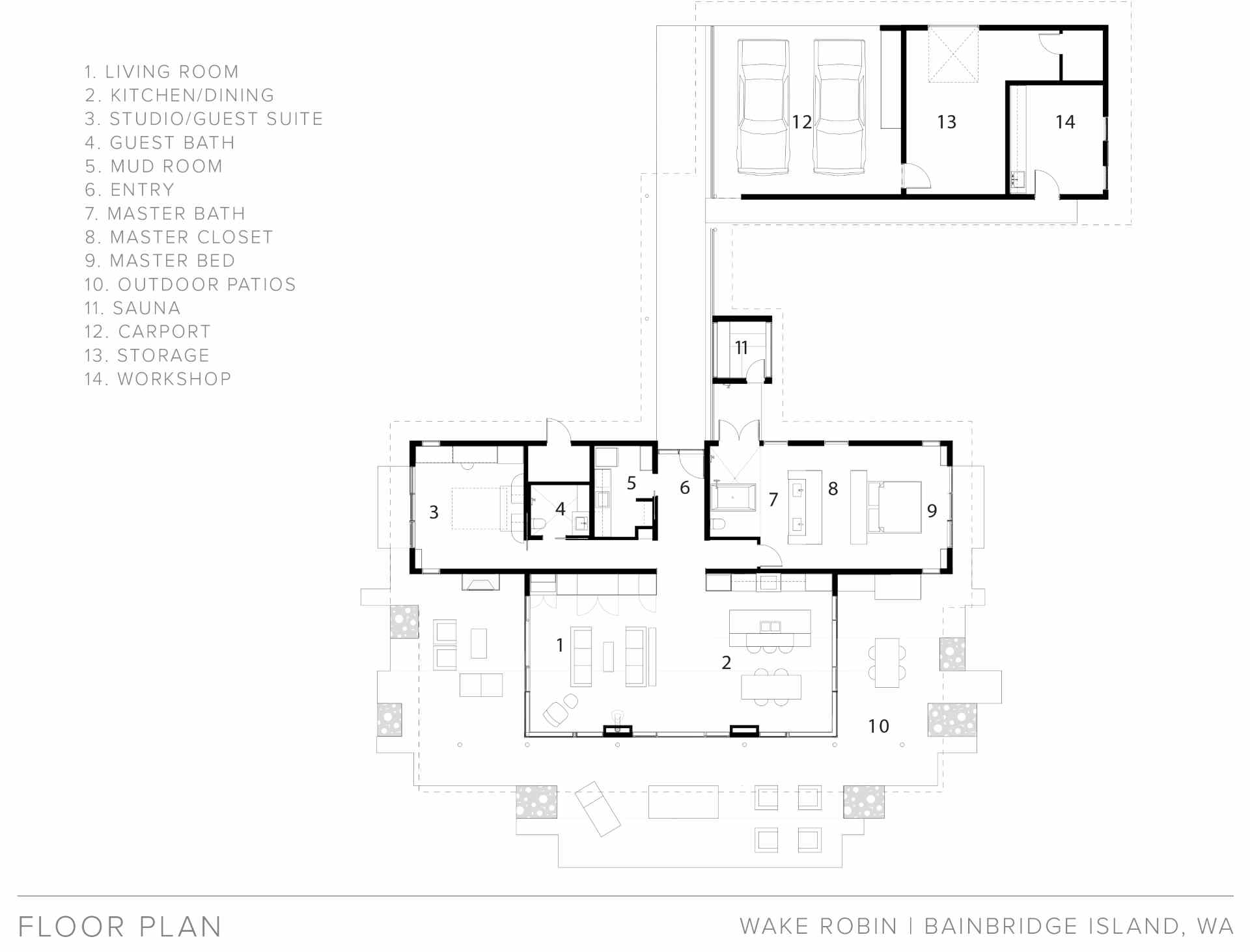 The floor plan for a modern home.