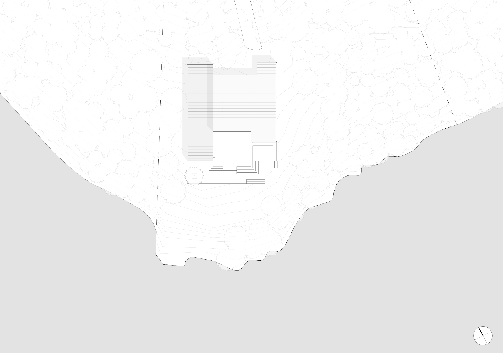 The site plan of a modern cottage.