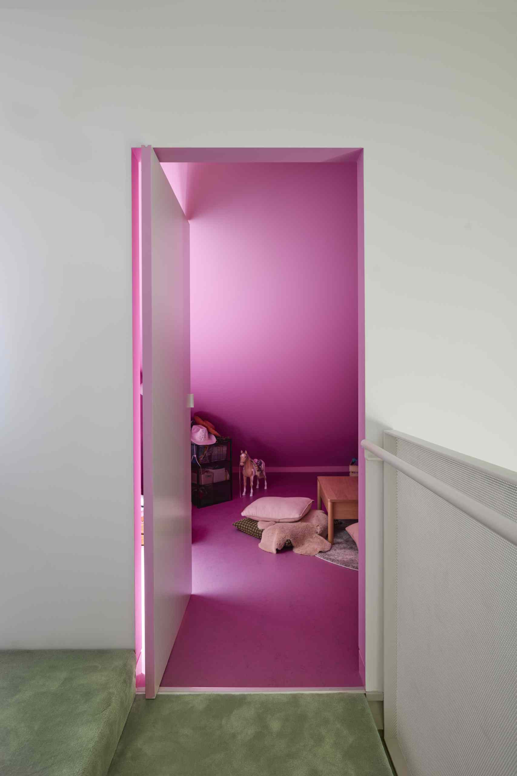 A hidden pink craft room.