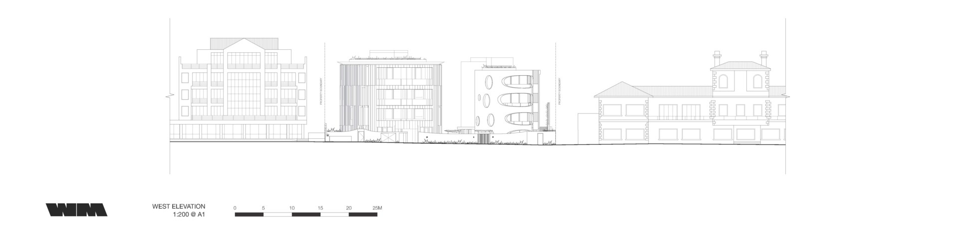 Architectural plans for apartment buildings and townhouses.