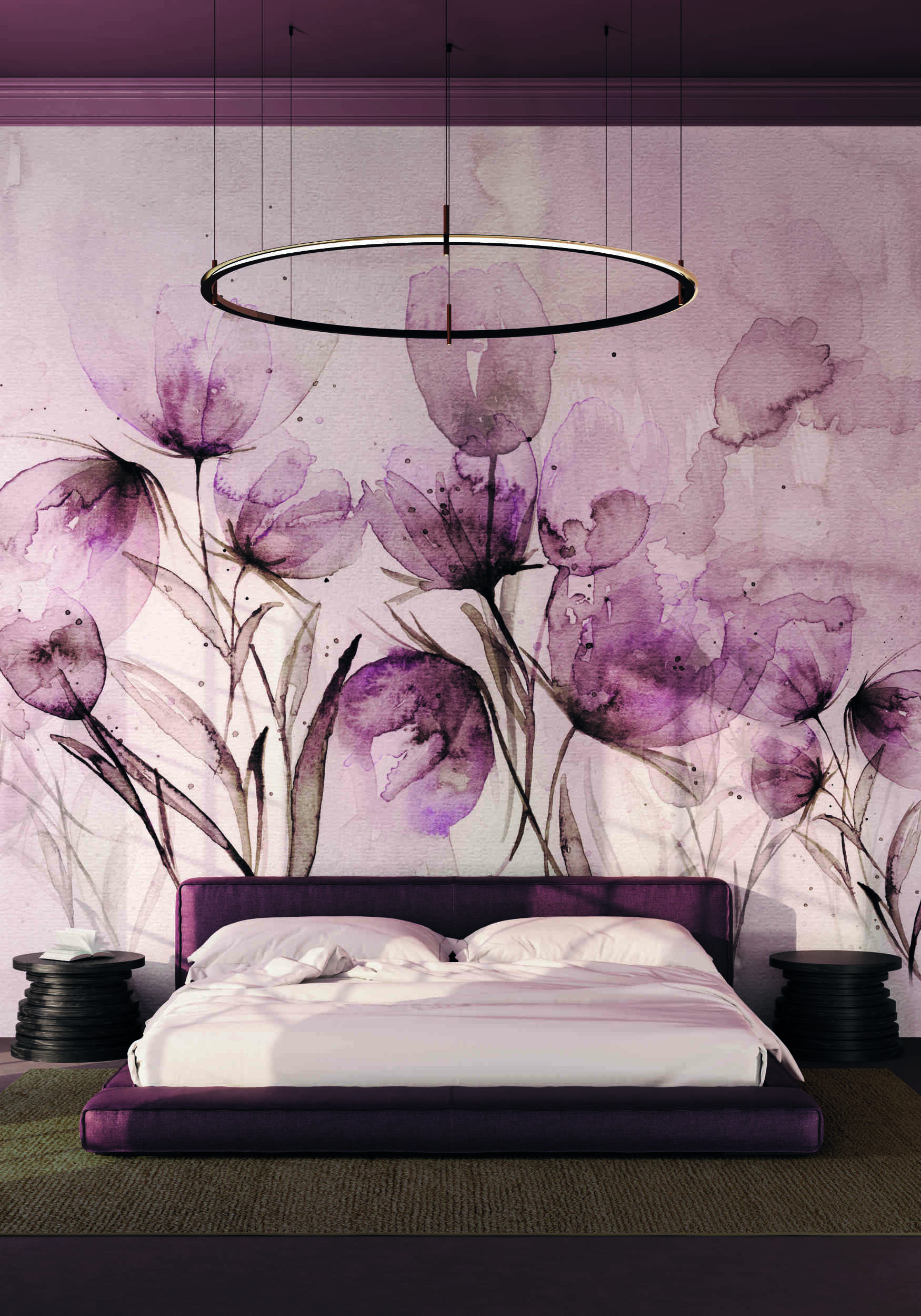Drawing on Botticelli’s Primavera, Sassoli’s Lucente collection turns walls into radiant floral compositions. The works began as hand-painted watercolors and pencil sketches, then digitally transformed to maintain their freshness and vibrancy. The result: ten refined designs that celebrate spring through luminous color, delicate texture, and Renaissance grace. Lucente is where classical art meets contemporary design.