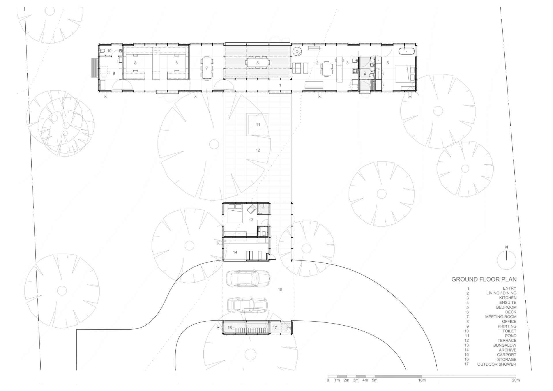 Architectural floor plan for a home.