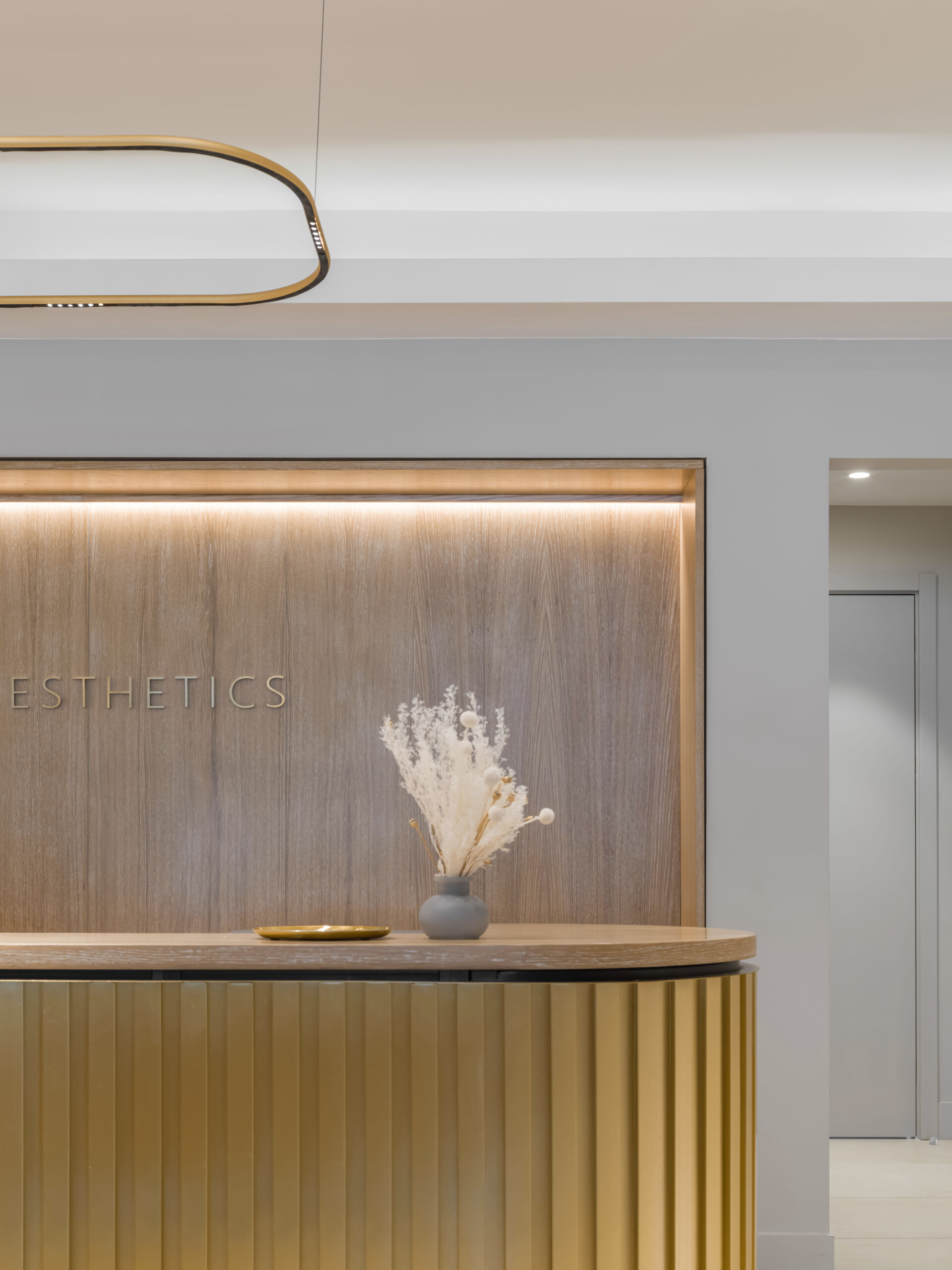 The cosmetology level of this contemporary spa features clean lines and soft natural tones for a calming, clinical feel. Designed for mobility and sterility, this floor maintains the spa’s earthy palette while supporting advanced facial and skincare treatments.
