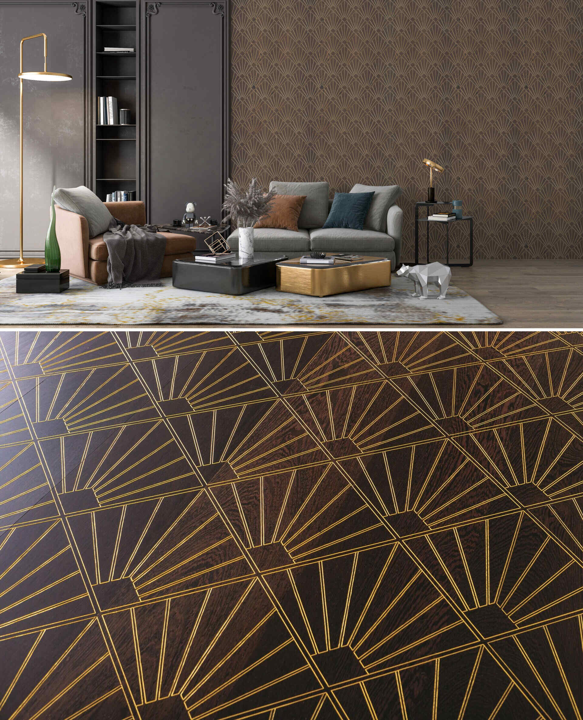 Laser-engraved wooden wall panels from the Stilart Wall Vertical Wood Design collection, featuring a detailed pattern in warm-toned timber, installed in a modern interior space with soft lighting.
