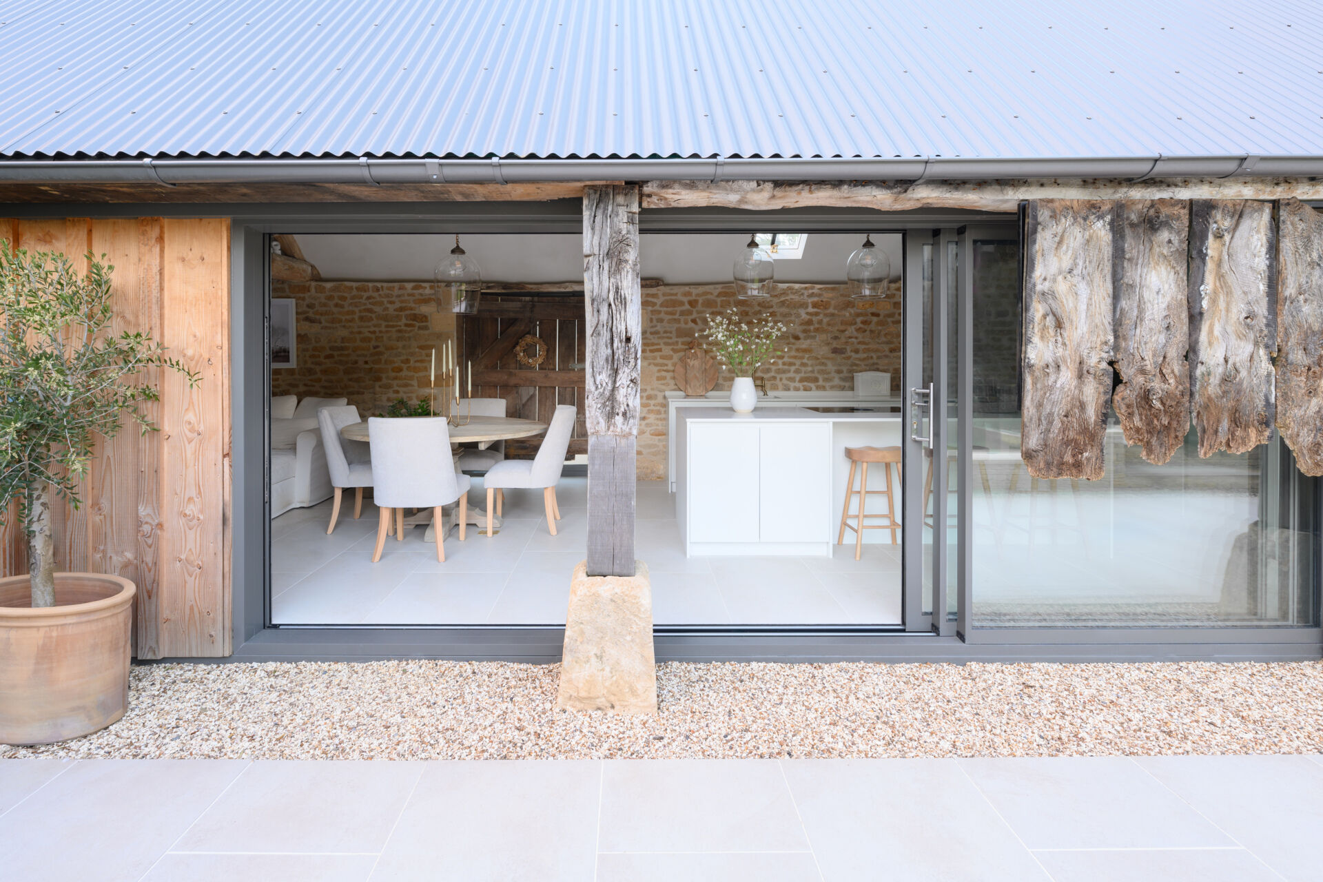 This cowshed was renovated into a two bedroom home that kept some of the original features.