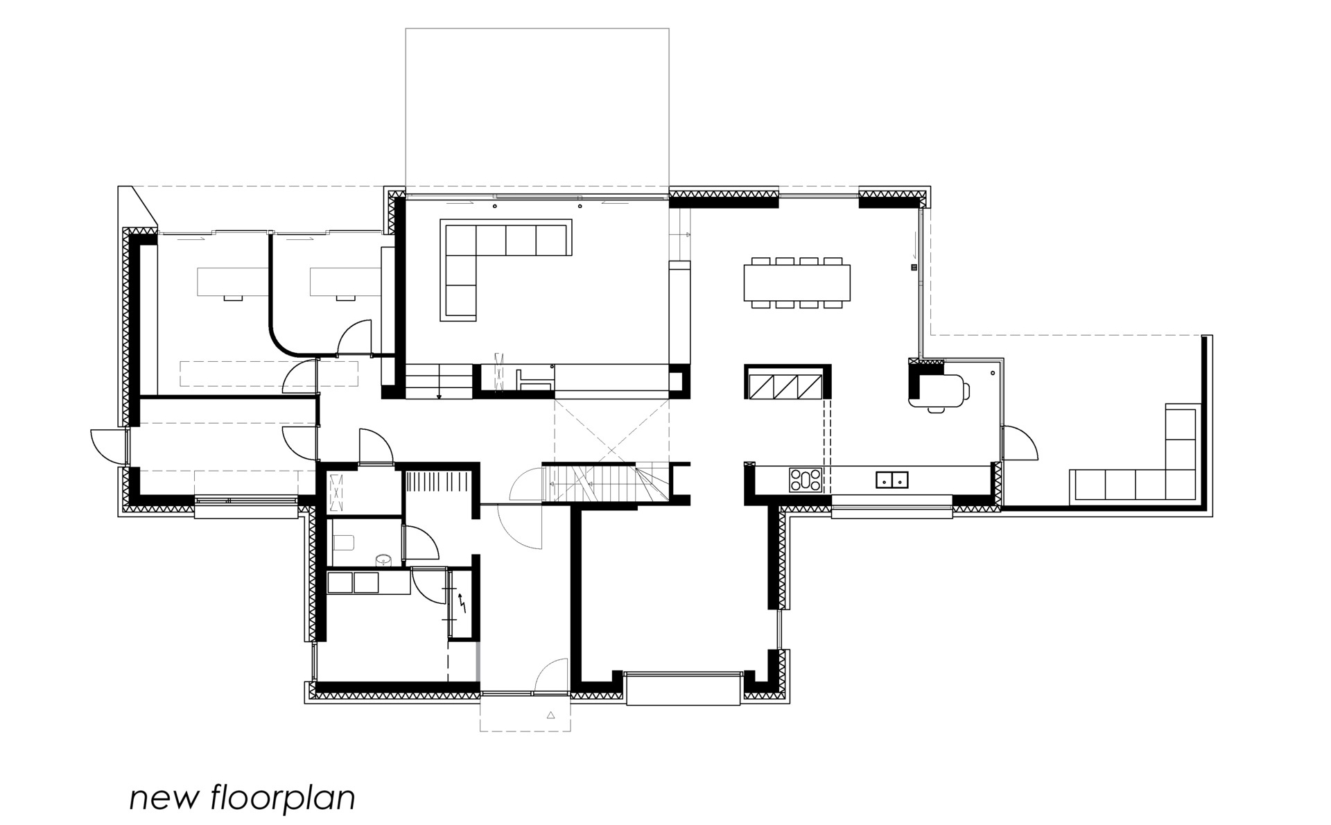 The architectural drawings of a renovated home.