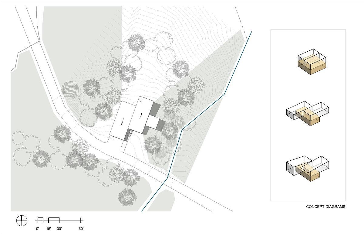Architectural drawing for a modern home.