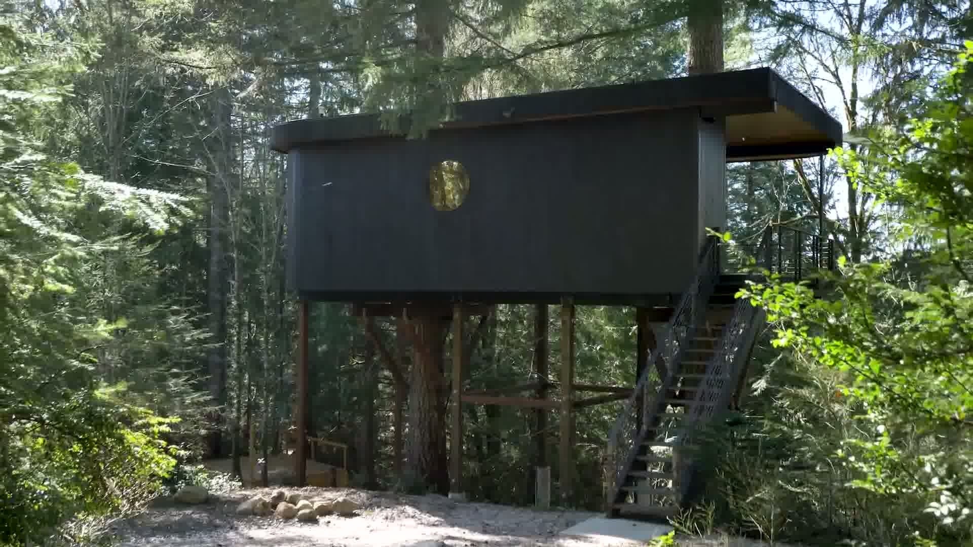 Step inside the Black Crane Treehouse, a midcentury-inspired artist retreat above Mission Lake, Washington. Built for creativity and reflection, it blends modern design with nature and hand-crafted details.