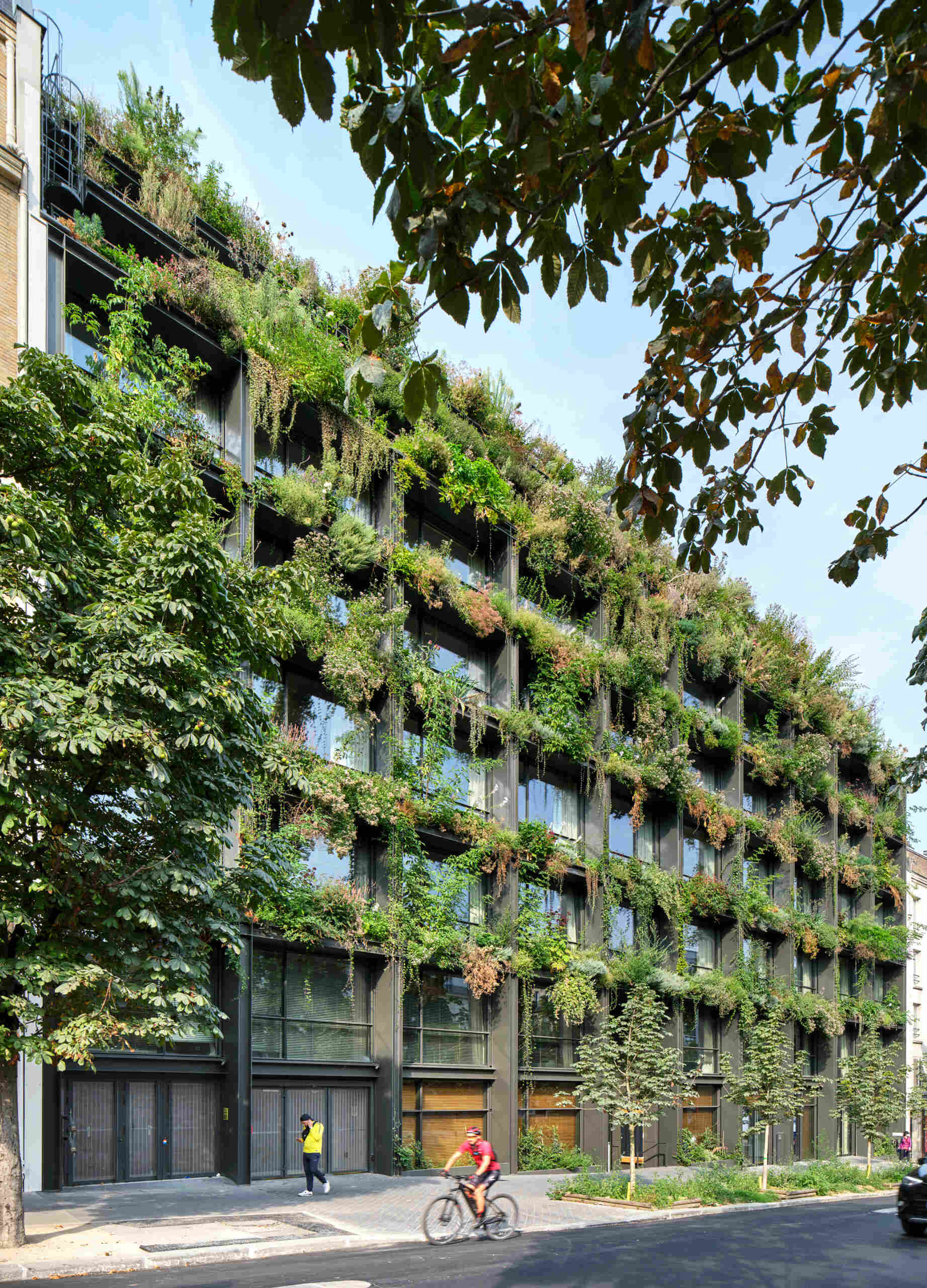 A striking vertical garden wraps the entire façade of Villa M in Paris, transforming the building into a living, breathing ecosystem. Designed as an exoskeleton of greenery, it blends architecture and nature in a bold vision for urban sustainability.