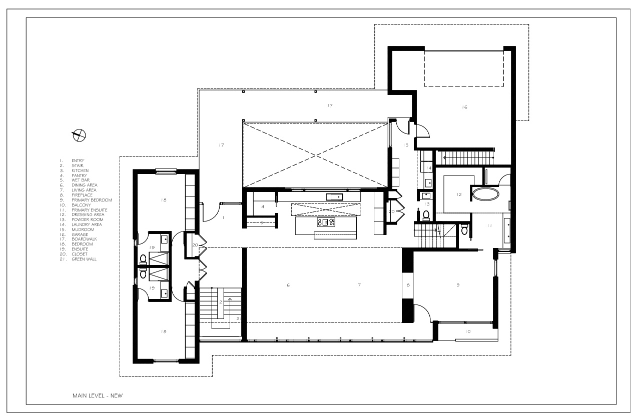 Site and floor plans show how the home was transformed within strict conservation limits.