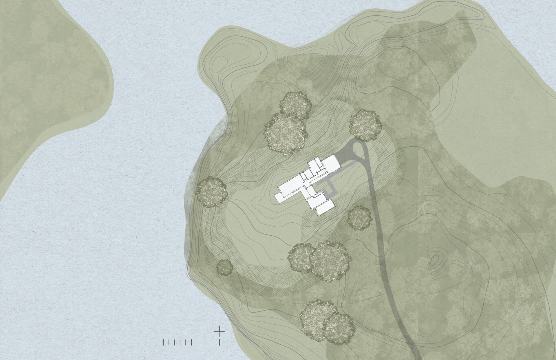 Site plan, section, and floor plan drawings show how this riverside home balances solar strategy, energy performance, and everyday function.