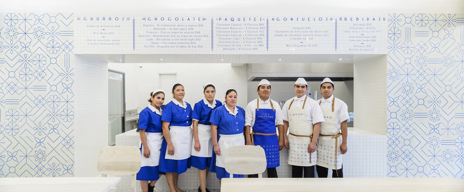 Step inside EL MORO, a historic Mexico City café reimagined with playful blue-and-white tilework, Art Deco touches, and a minimalist palette inspired by sugar and tradition.
