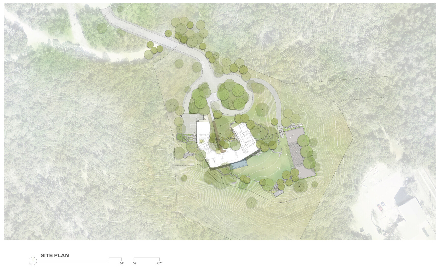 The site plan of a modern home.