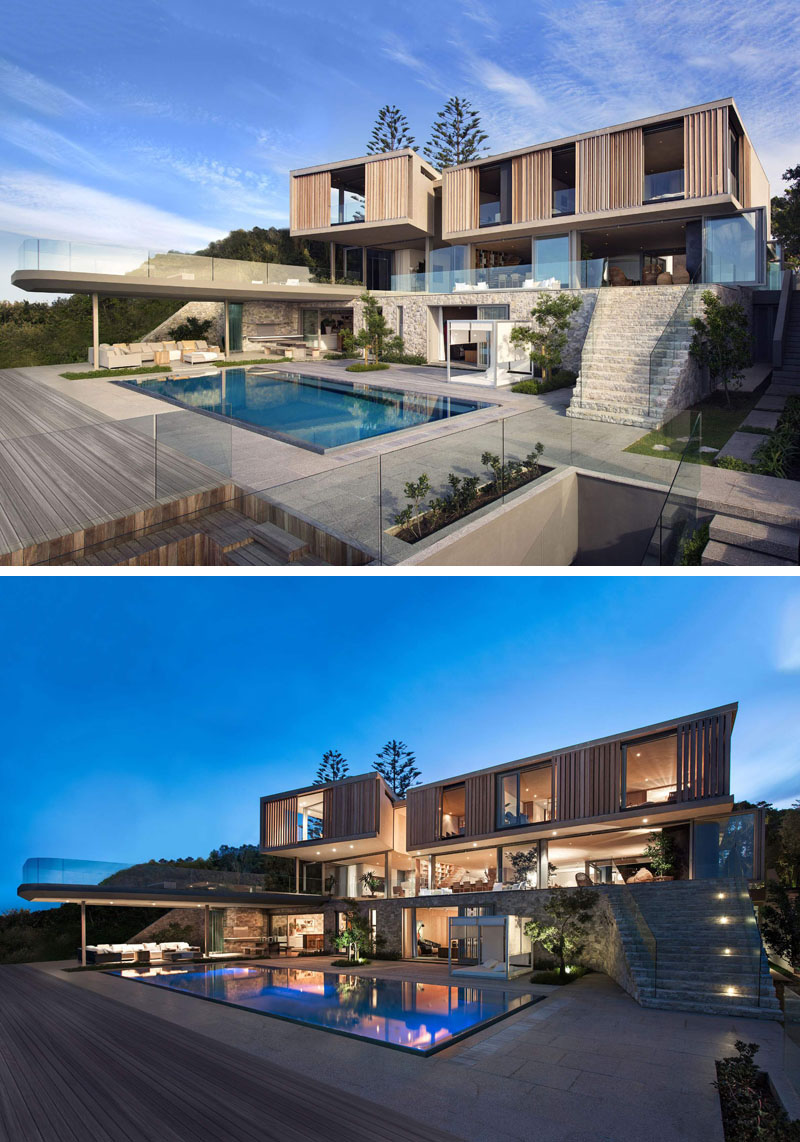 The ocean-facing side opens fully with terraces, lounges, and a rim-flow pool that feels like it floats above the dunes.