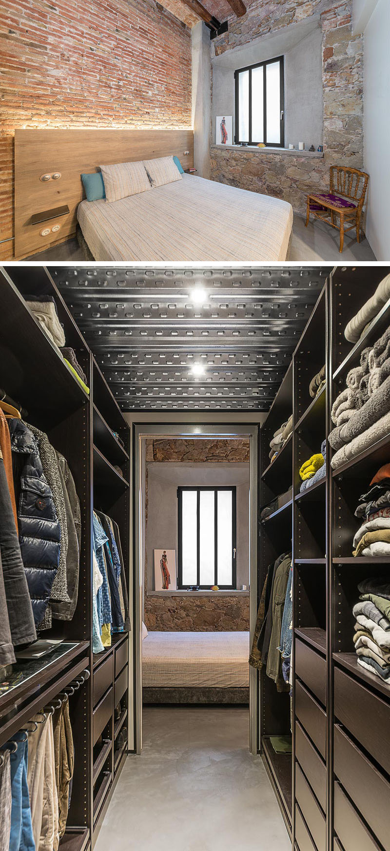 The main apartment bedroom includes a walk-in closet tucked away for practical, streamlined storage.